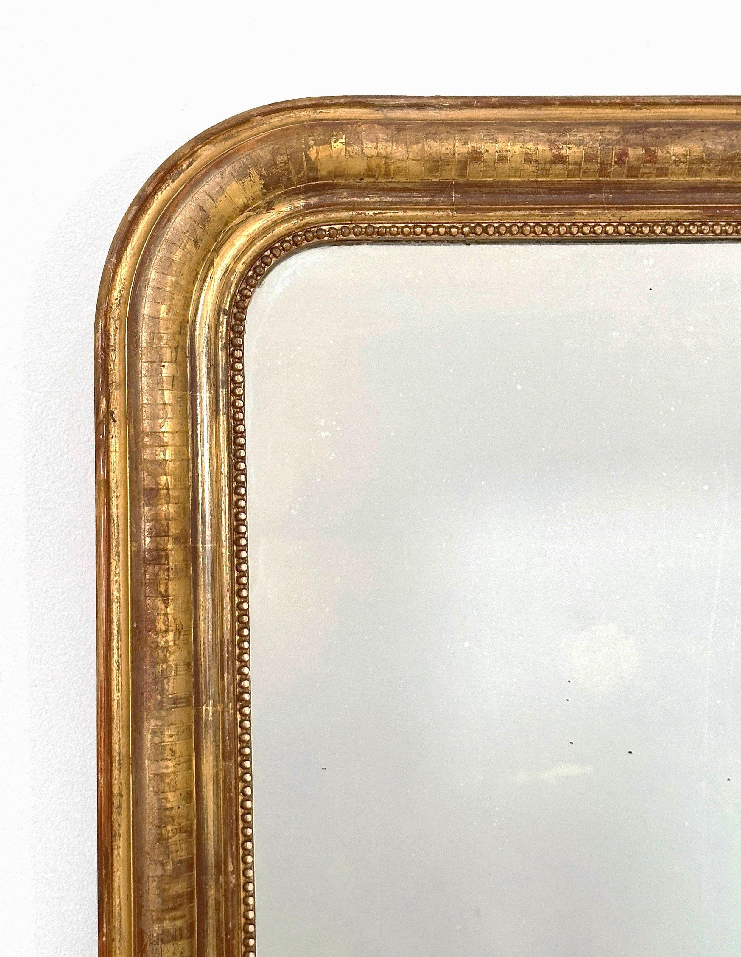 Großer Wand- oder Flurspiegel mit Arch-Top von Louis Philippe (H 47 1/4 x W 37 3/8) (19. Jahrhundert) im Angebot