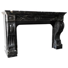 BLACK MARBLE Nero Marquina Fireplace Louis Philippe