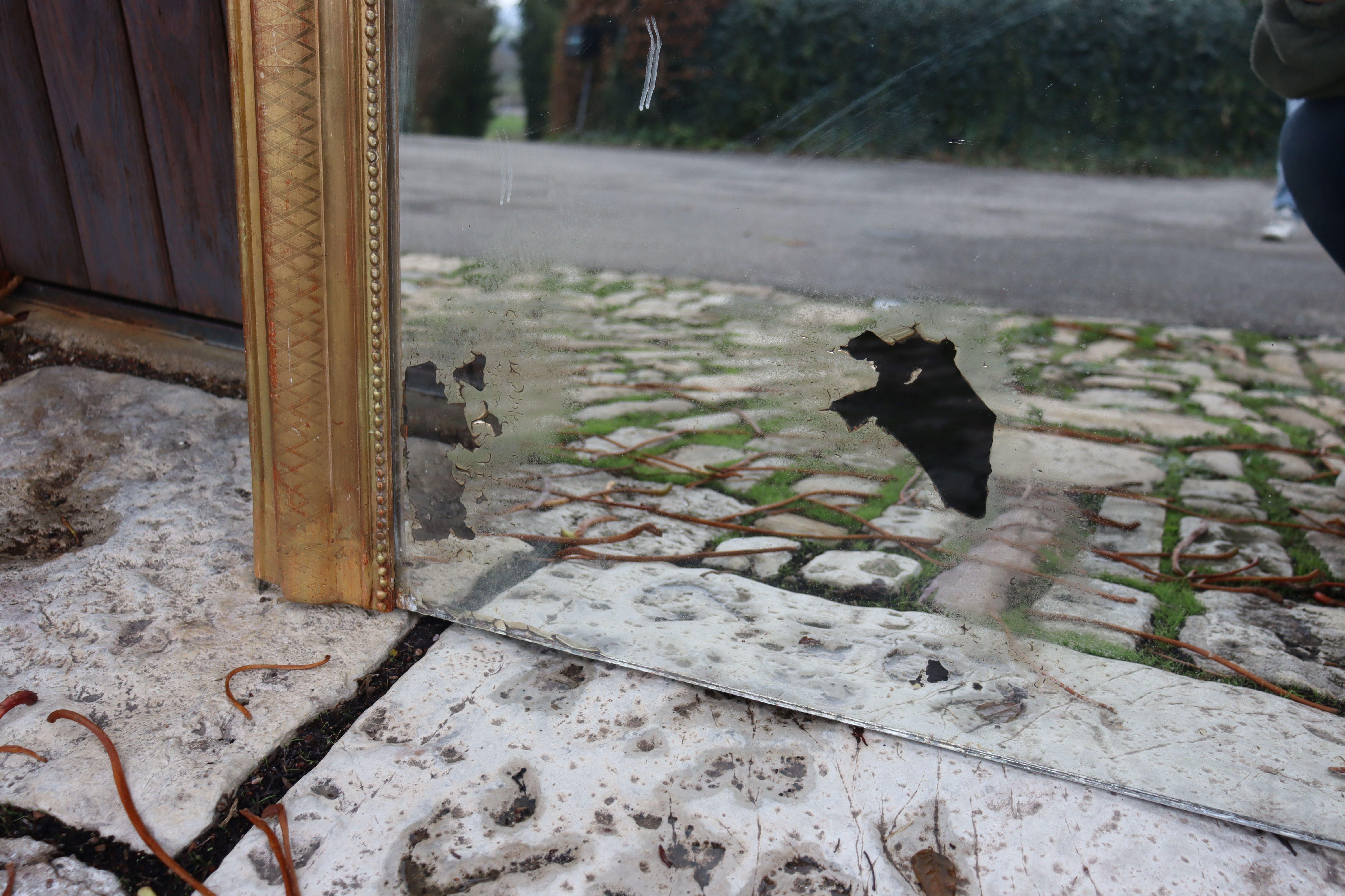 Bois Grand miroir de cheminée Louis Philippe en bois doré 175 cm de haut en vente