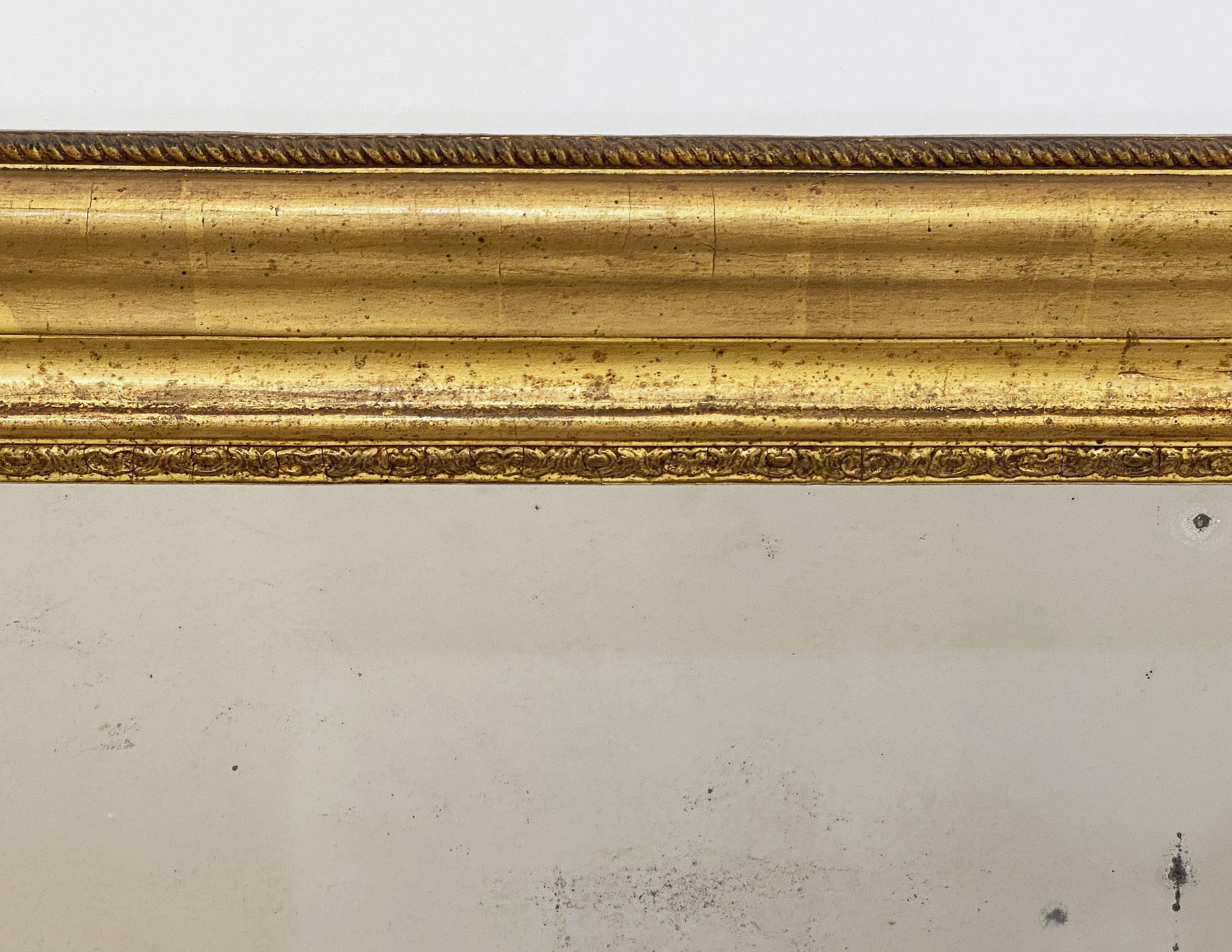 French Large Louis Philippe Gilt Dressing or Console Mirror (H 60 7/8 x W 31 1/4) For Sale