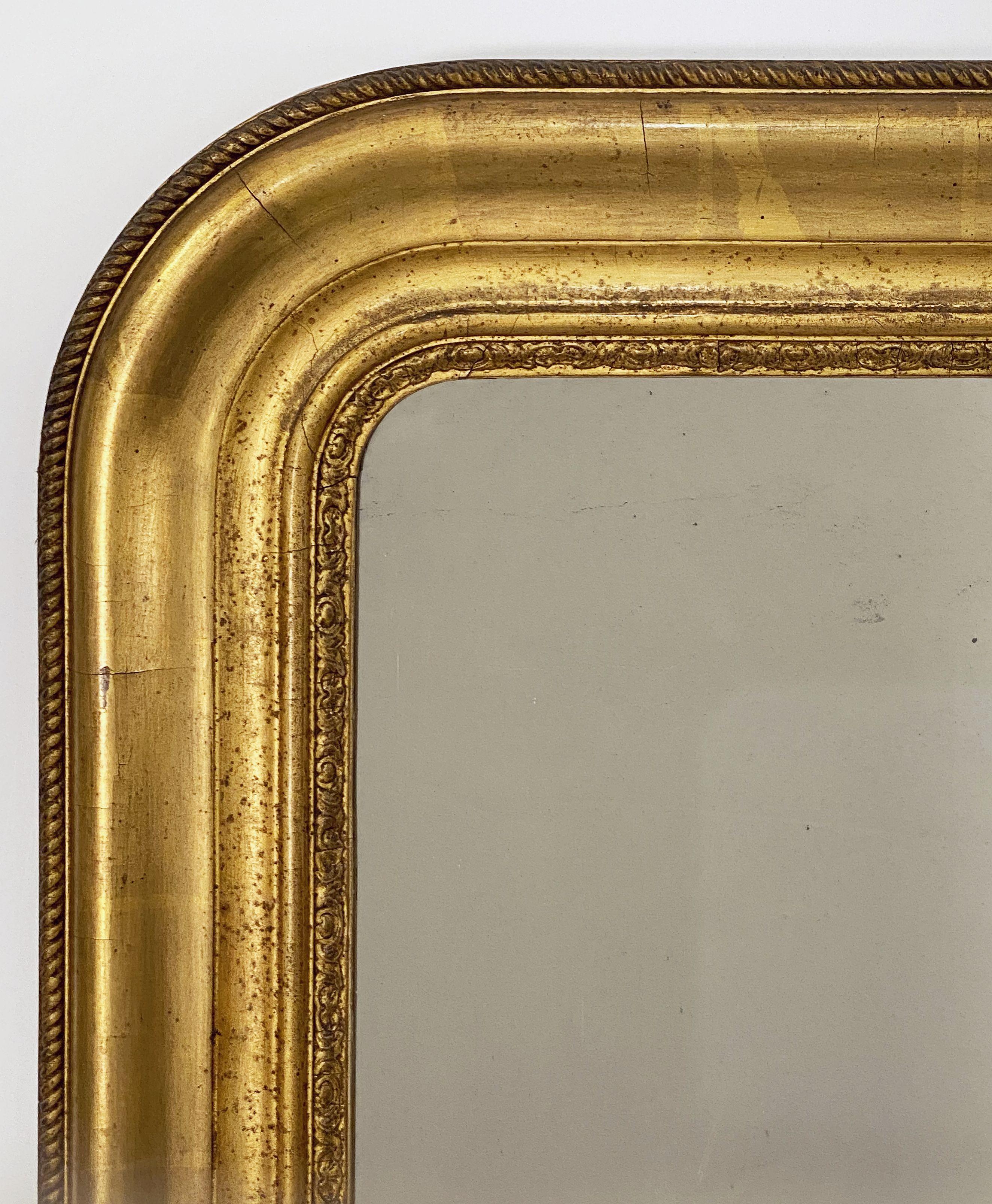 Large Louis Philippe Gilt Dressing or Console Mirror (H 60 7/8 x W 31 1/4) In Good Condition For Sale In Austin, TX
