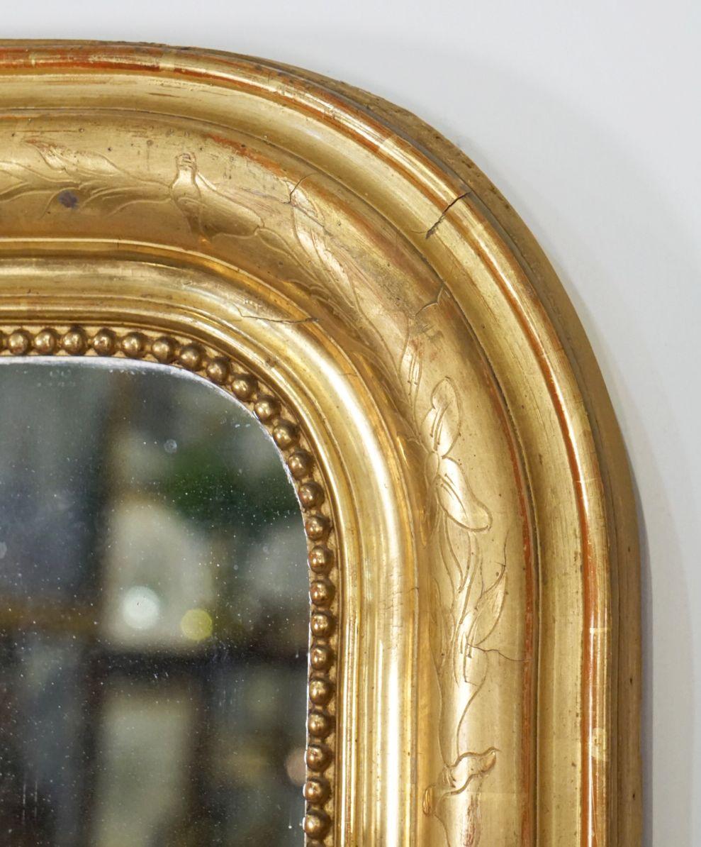 Grand miroir habillé ou console doré Louis Philippe (H 68 x L 32 1/4) en vente 4