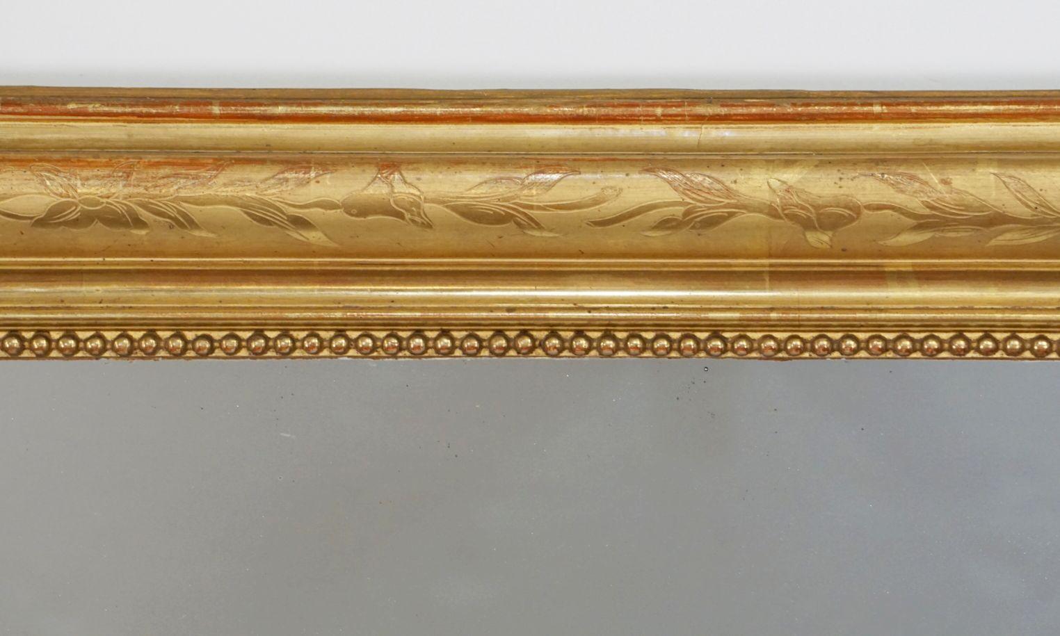 French Large Louis Philippe Gilt Dressing or Console Mirror (H 68 x W 32 1/4) For Sale