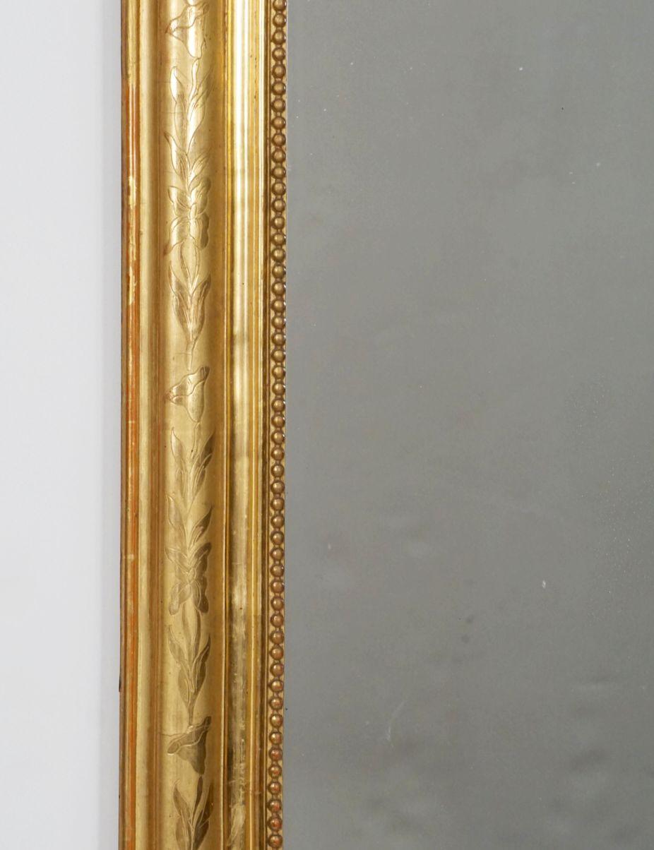 19th Century Large Louis Philippe Gilt Dressing or Console Mirror (H 68 x W 32 1/4) For Sale