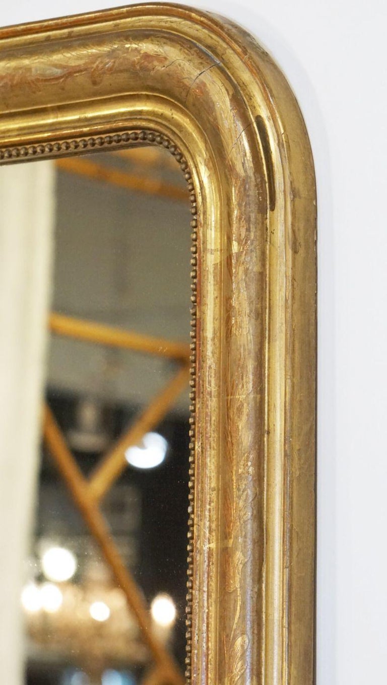 Large Louis Philippe Gilt Dressing or Console Mirror (H 81 x W 27 1/2) -  Antique Swan