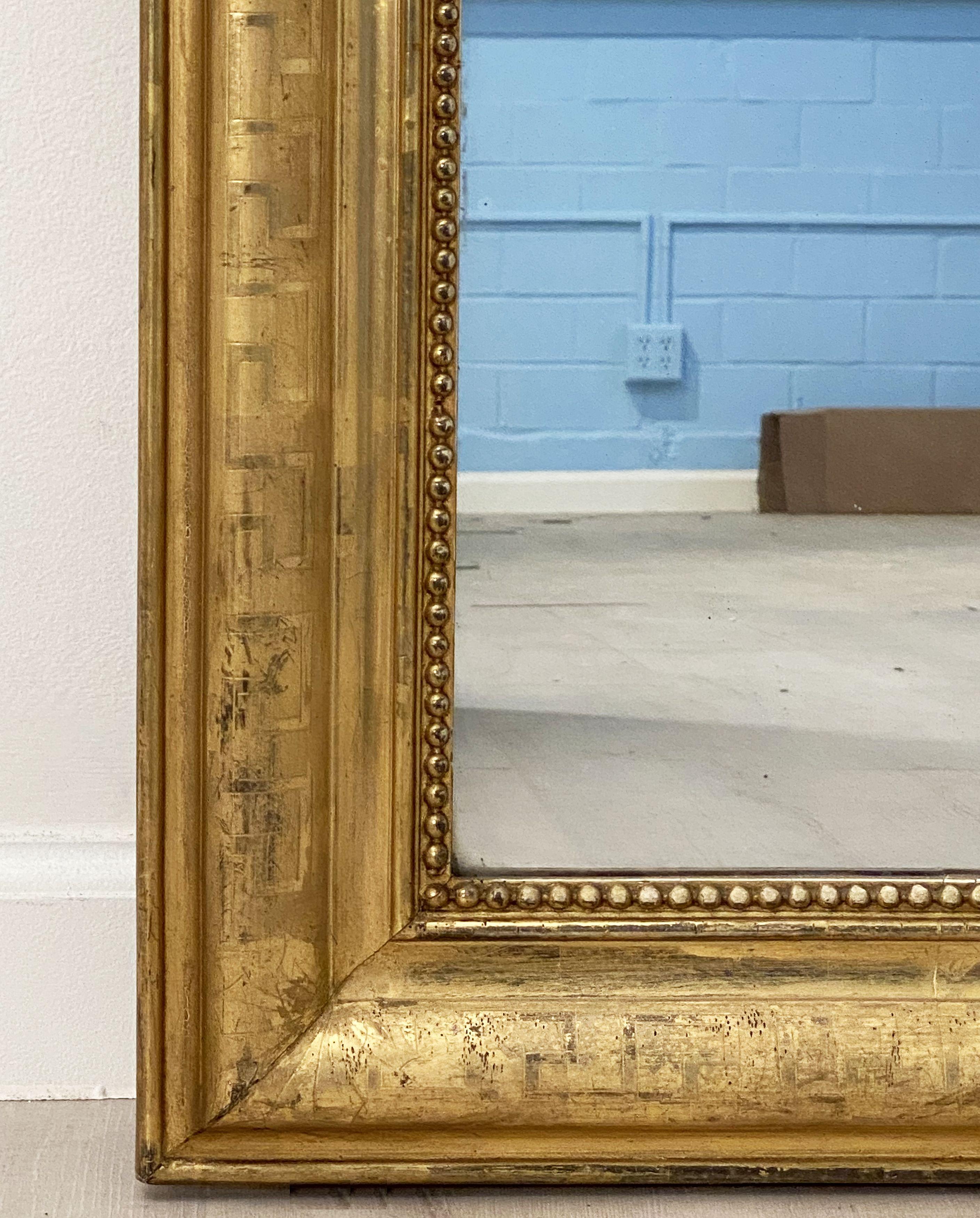 19th Century Large Louis Philippe Gilt Mirror with Arch Top from France (H 54 x W 38 1/2)