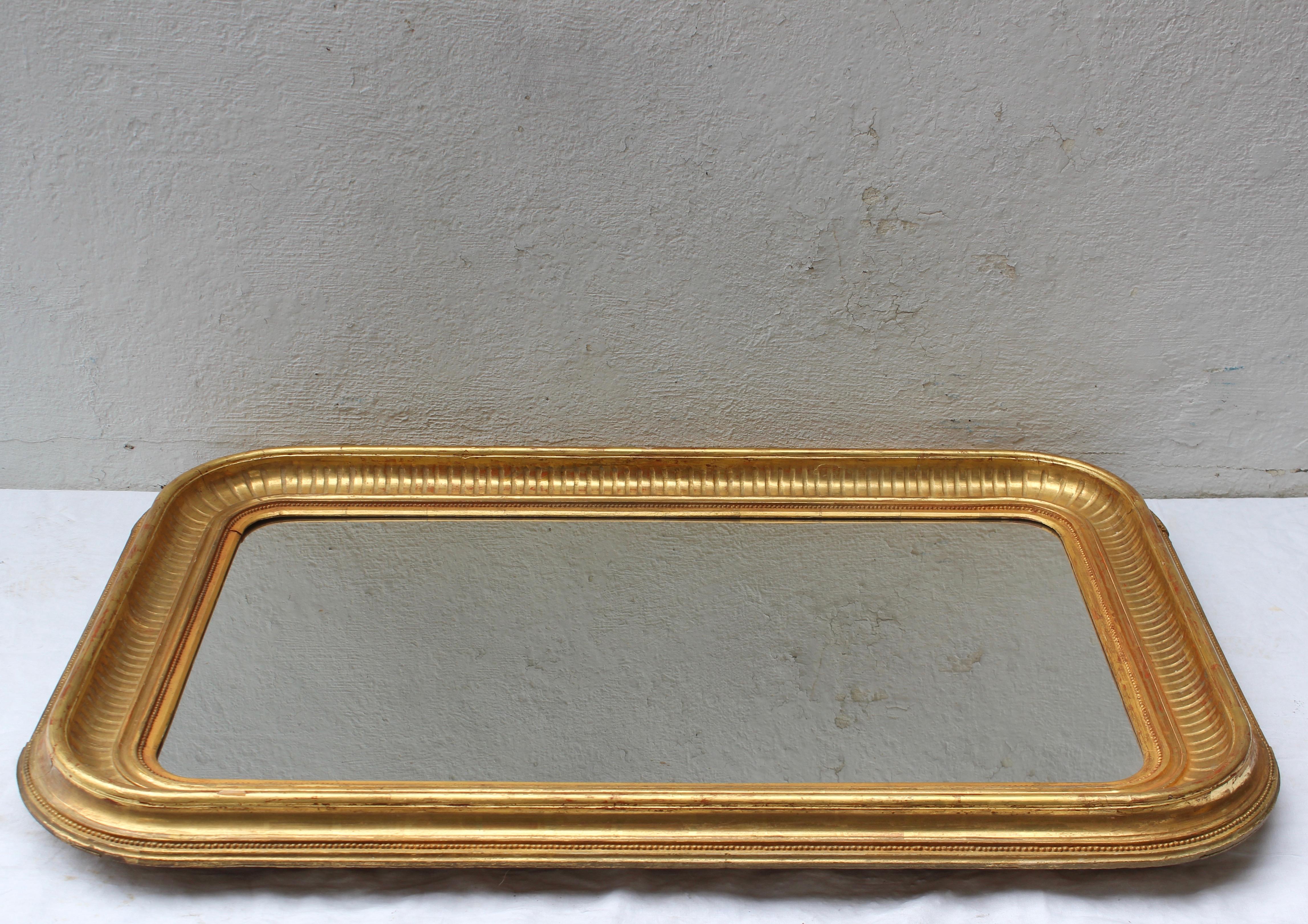 Large Louis Philippe Giltwood Mirror In Good Condition In East Hampton, NY