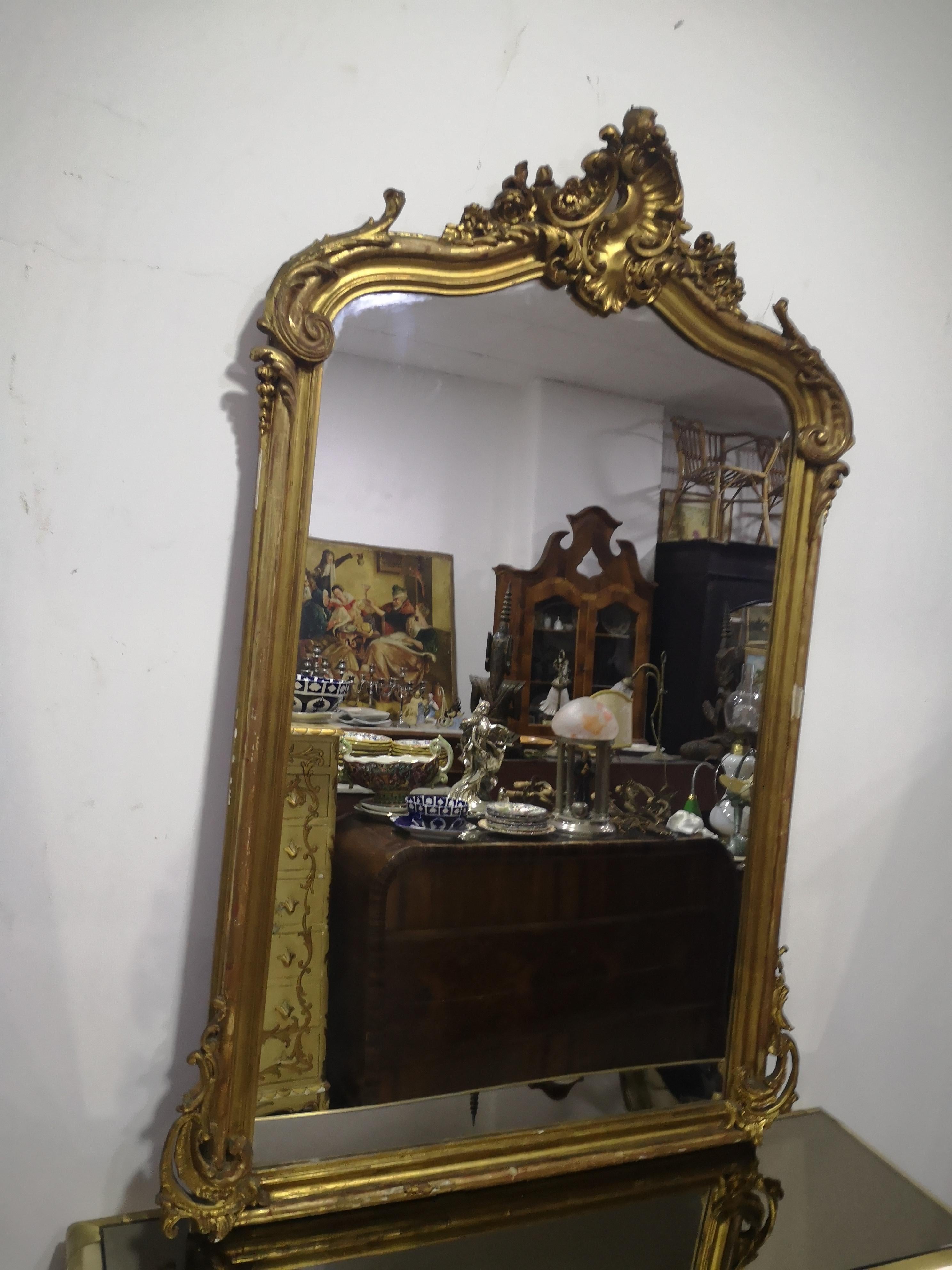 Italian Large Louis Philippe mirror from the end of the 19th century in vendita