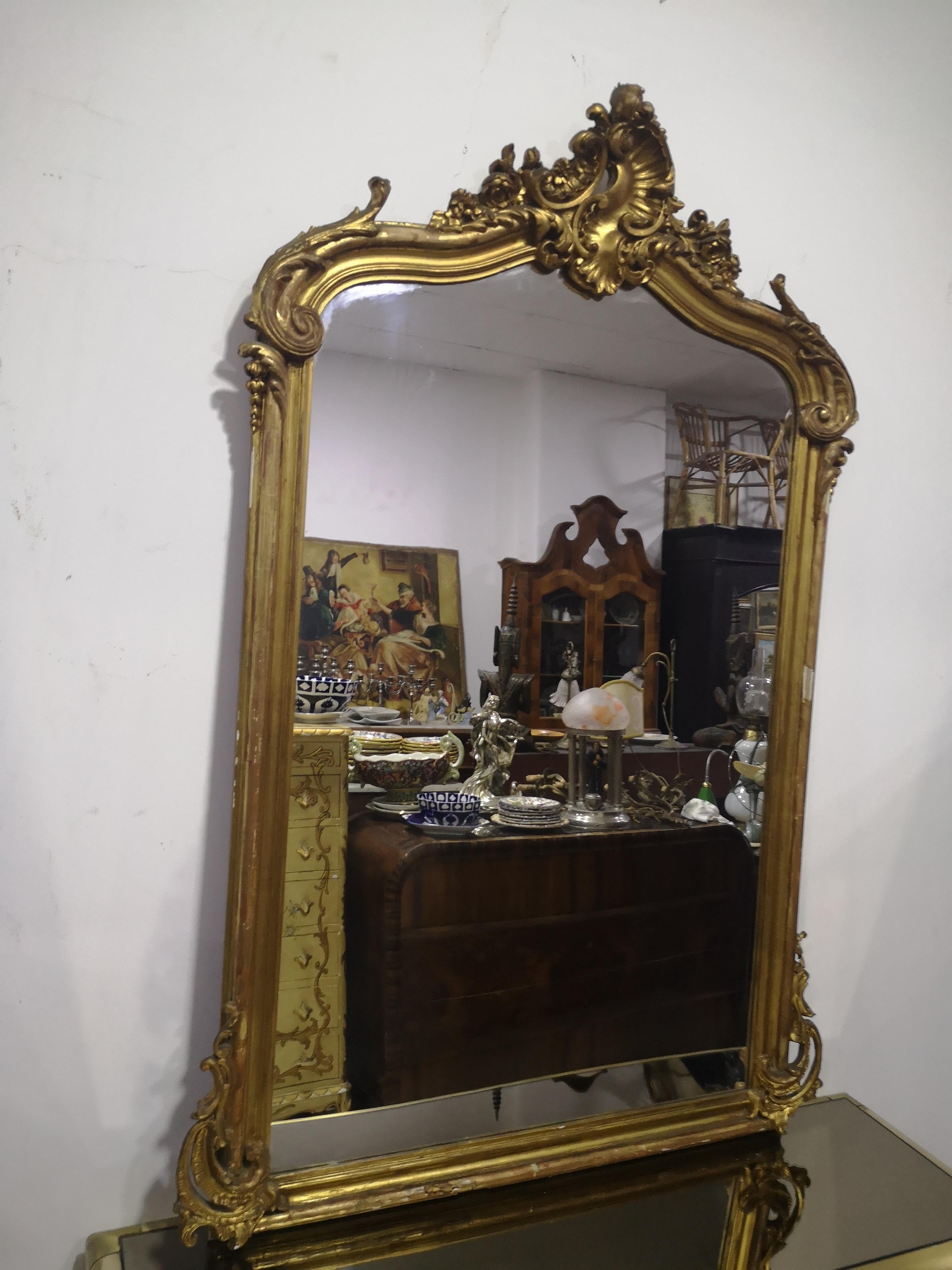 Large Louis Philippe mirror from the end of the 19th century In condizioni buone in vendita a Catania, IT