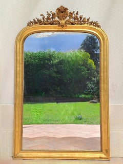 Large Louis Philippe Mirror In Wood And Gilded Stucco
