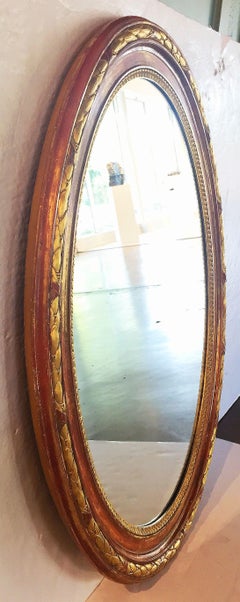Large Louis Philippe Oval Framed Gilt Mirror (H 45 3/4 x W 36 3/4)