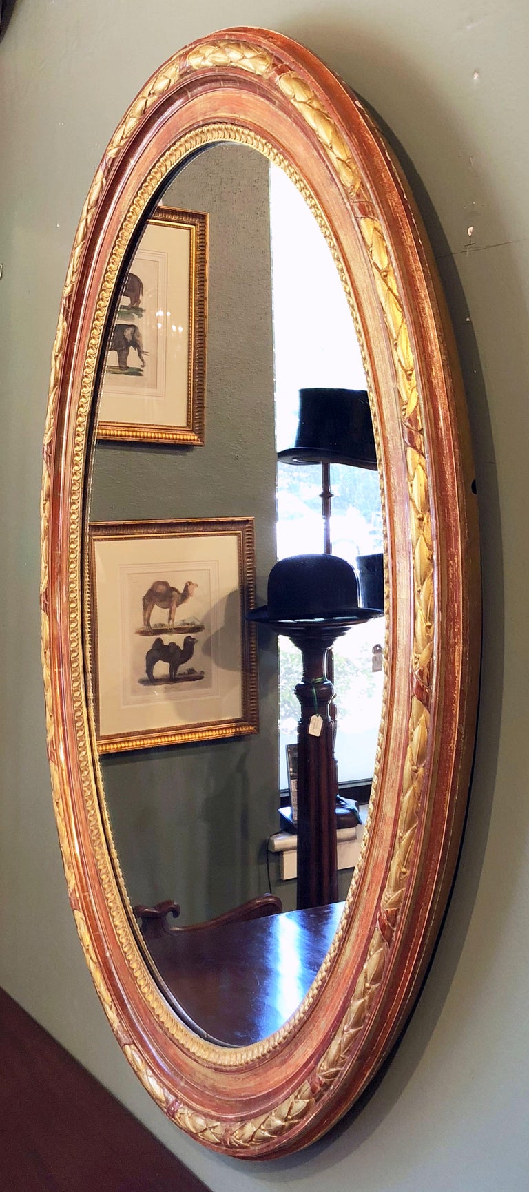 Large Louis Philippe Oval Framed Gilt Mirror For Sale at 1stdibs
