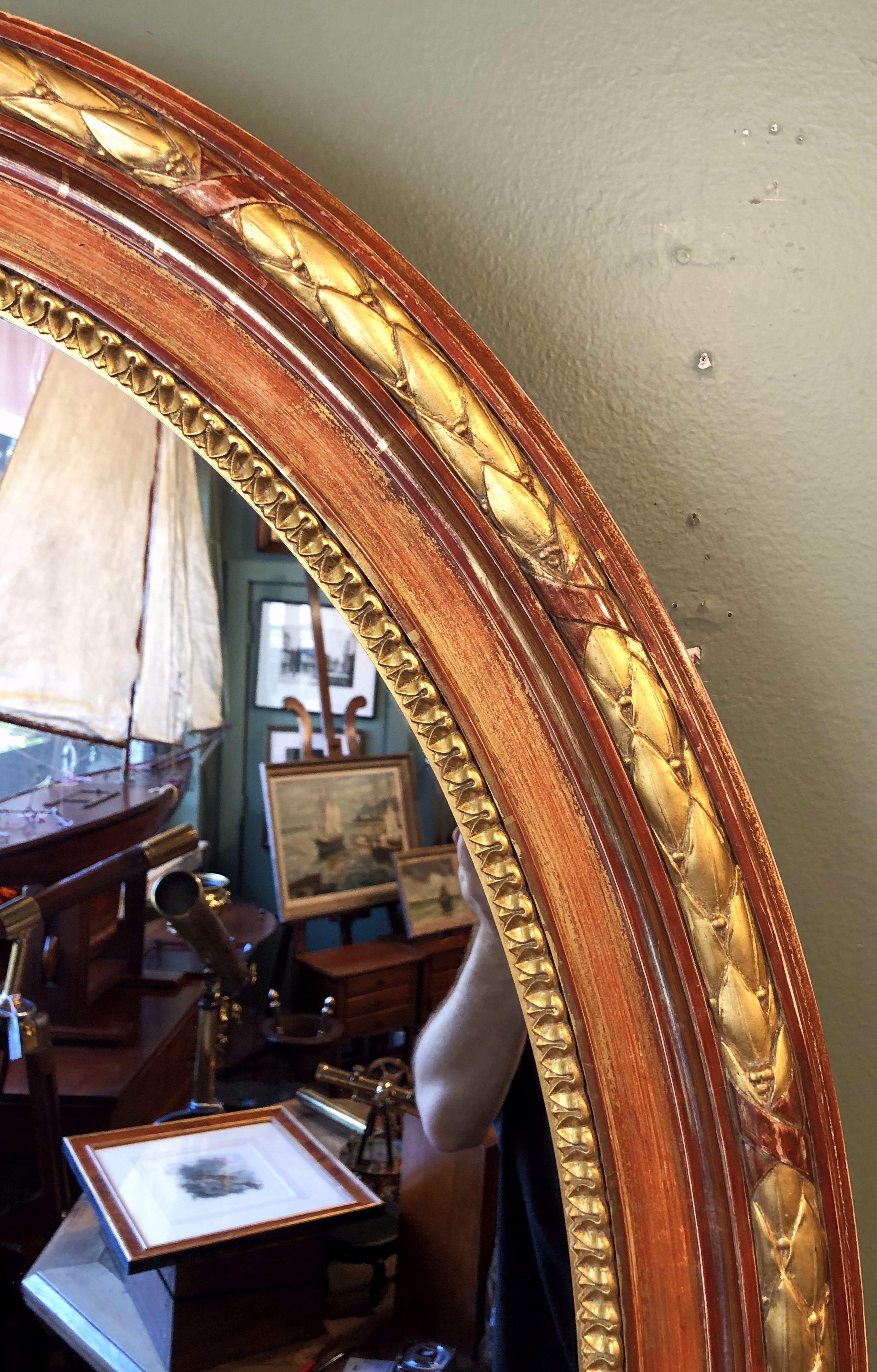 19th Century Large Louis Philippe Oval Framed Gilt Mirror (H 45 3/4 x W 36 3/4)