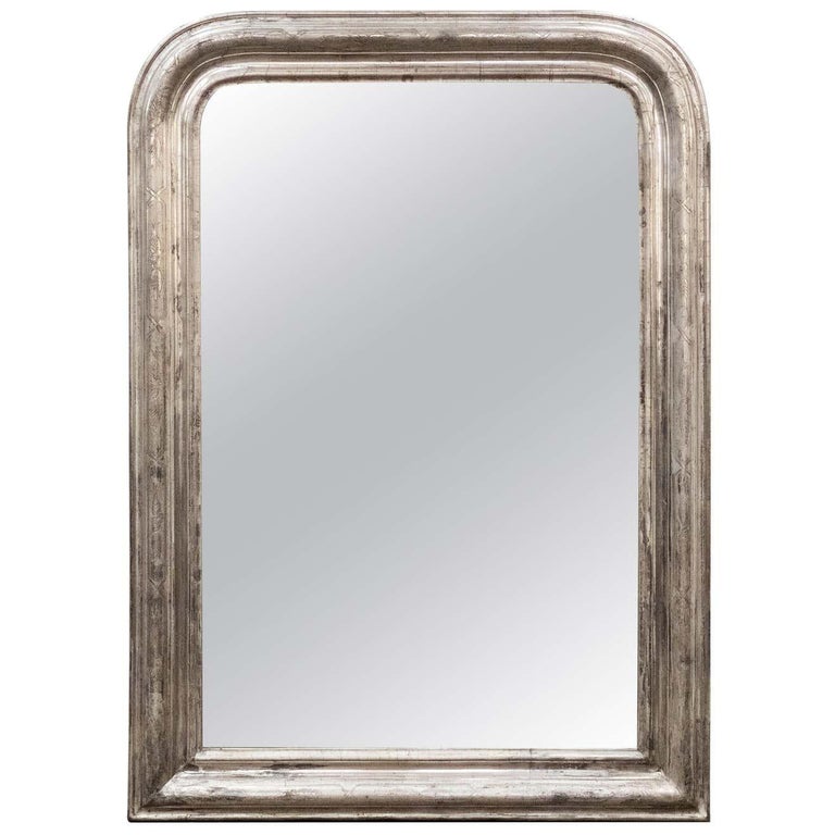 Large Louis Philippe Silver Gilt Mirror (H 42 3/4 x W 30 1/2)