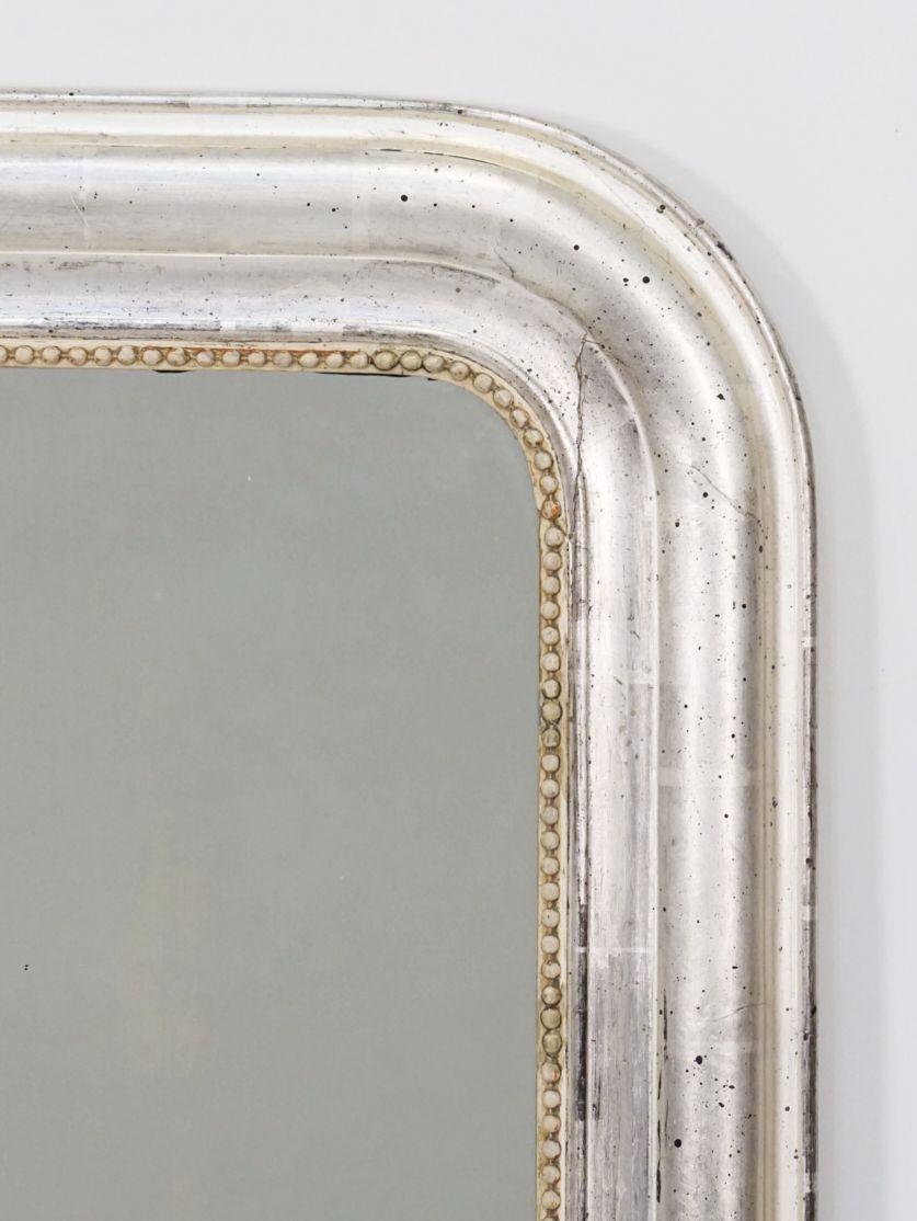 Large Louis Philippe Silver Gilt Mirror (H 47 1/4 x W 35 1/4) 4