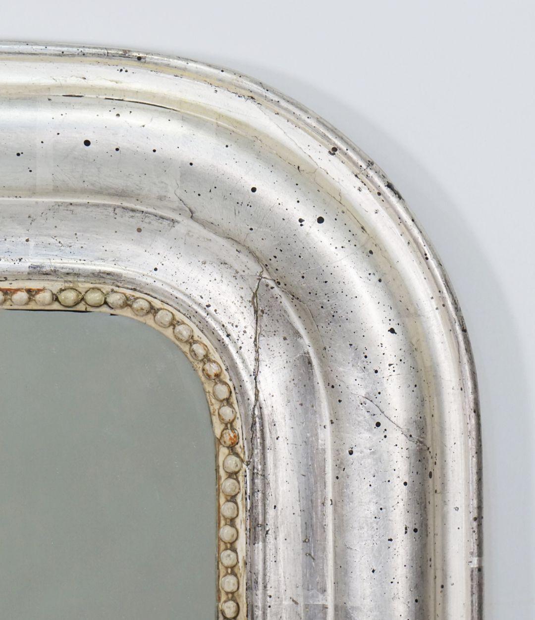Large Louis Philippe Silver Gilt Mirror (H 47 1/4 x W 35 1/4) 5