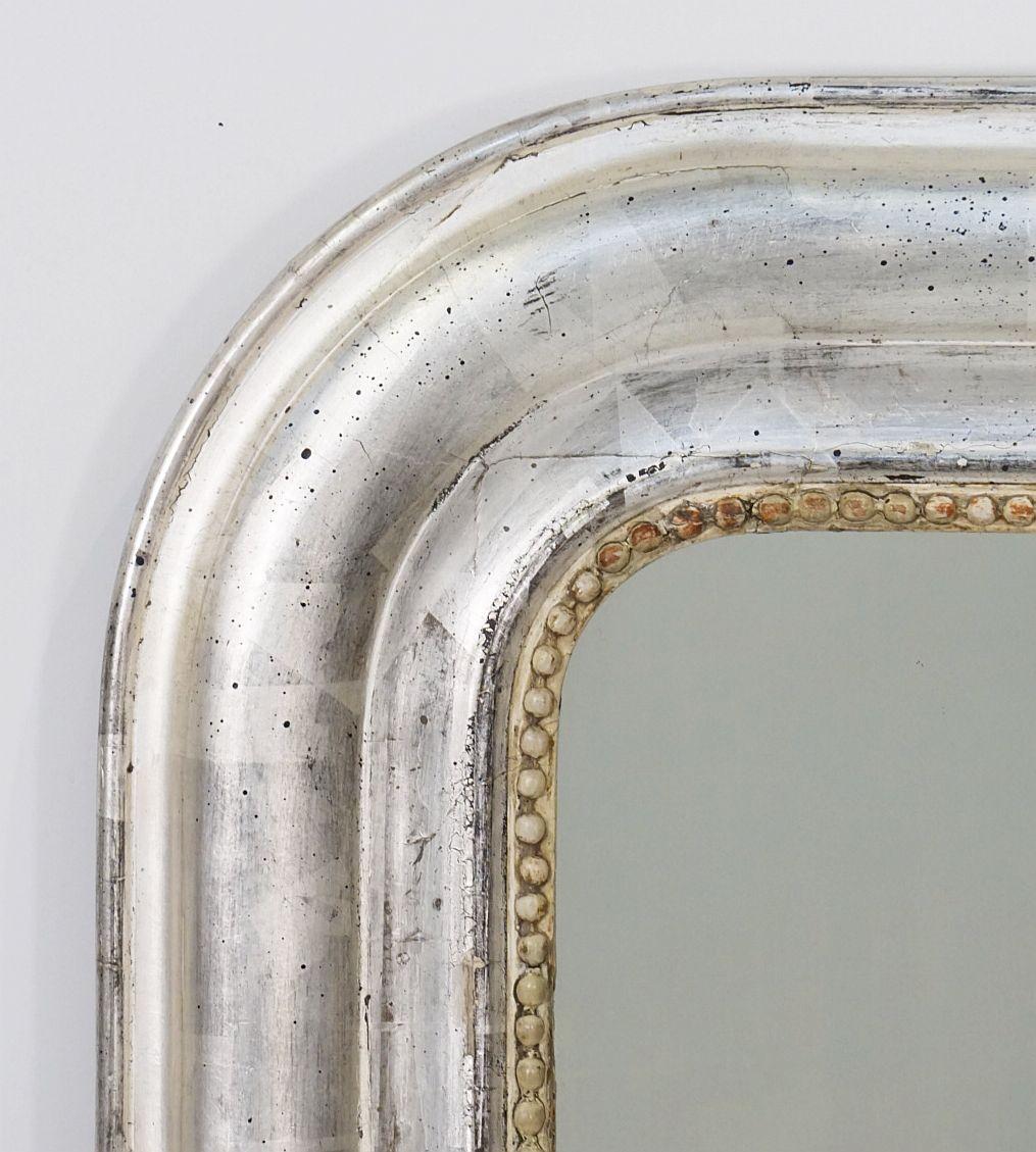 Large Louis Philippe Silver Gilt Mirror (H 47 1/4 x W 35 1/4) 8