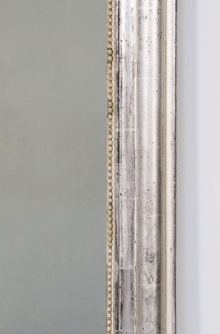 Large Louis Philippe Silver Gilt Mirror (H 47 1/4 x W 35 1/4) 3