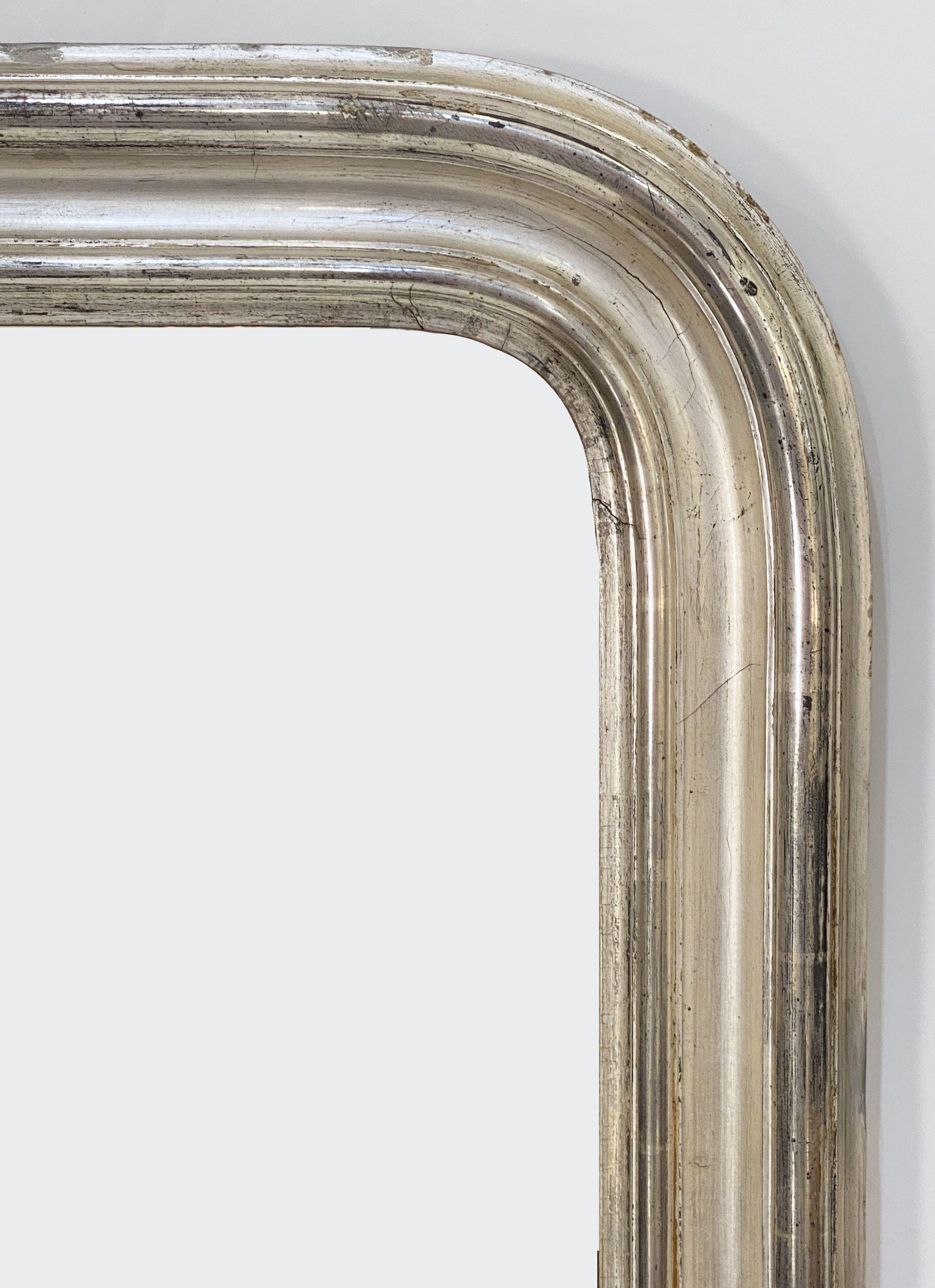 Large Louis Philippe Silver Gilt Mirror (H 62 3/4 x W 37 1/4) For Sale 4