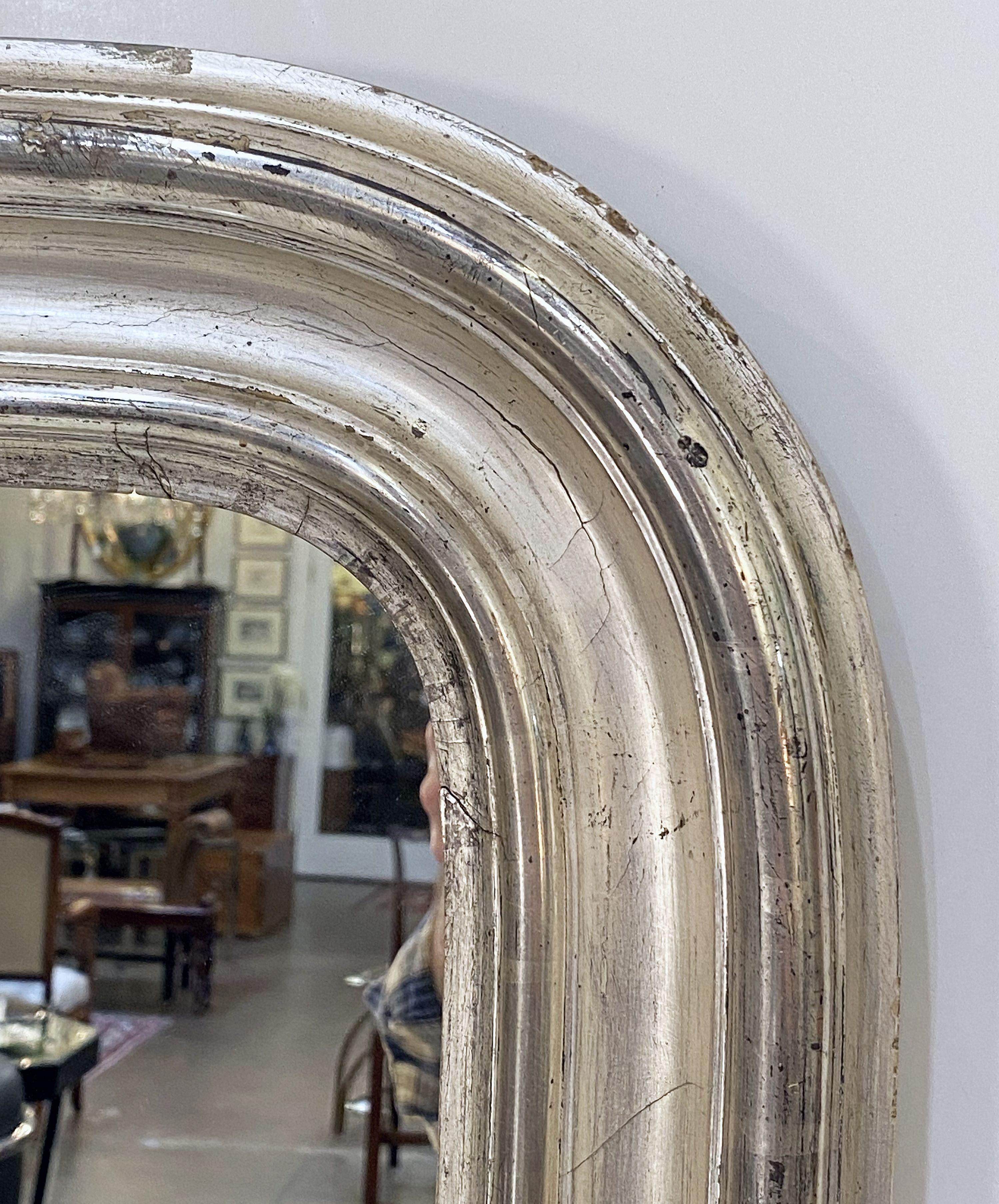 Large Louis Philippe Silver Gilt Mirror (H 62 3/4 x W 37 1/4) For Sale 6
