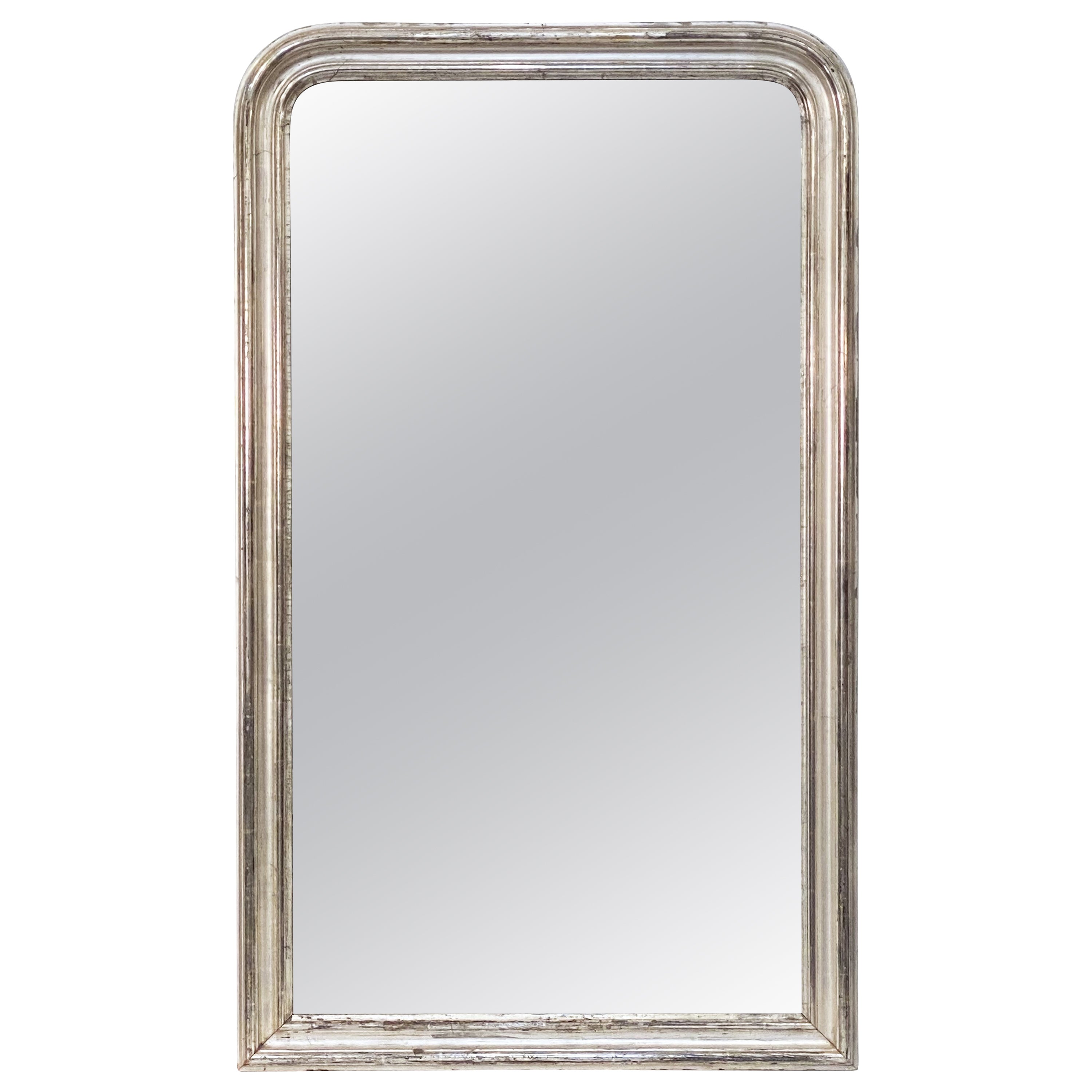Grand miroir Louis Philippe en argent doré (H 62 3/4 x L 37 1/4) en vente