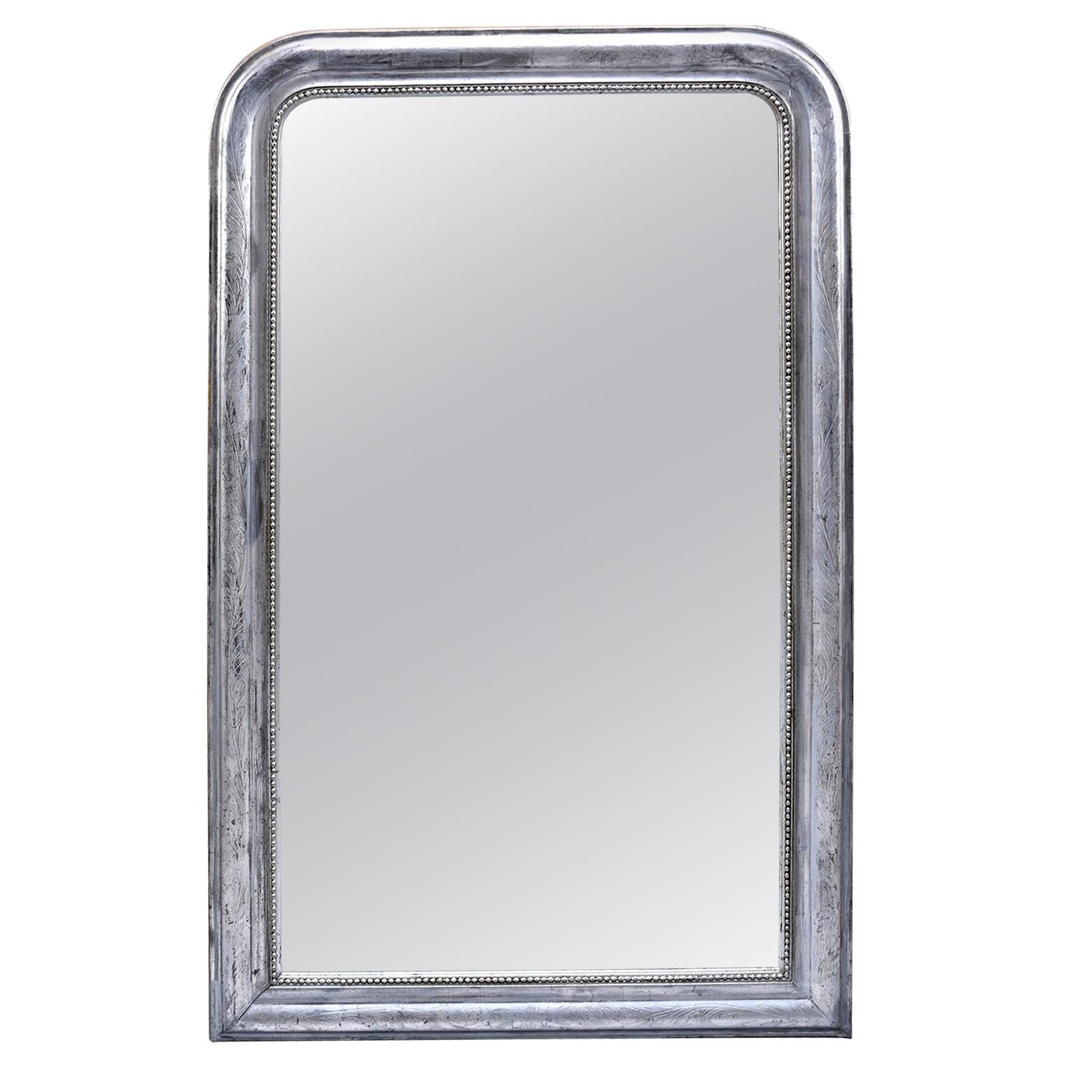 Huge Large Silver Leaf Decorative Frame Mirror For Sale at 1stDibs