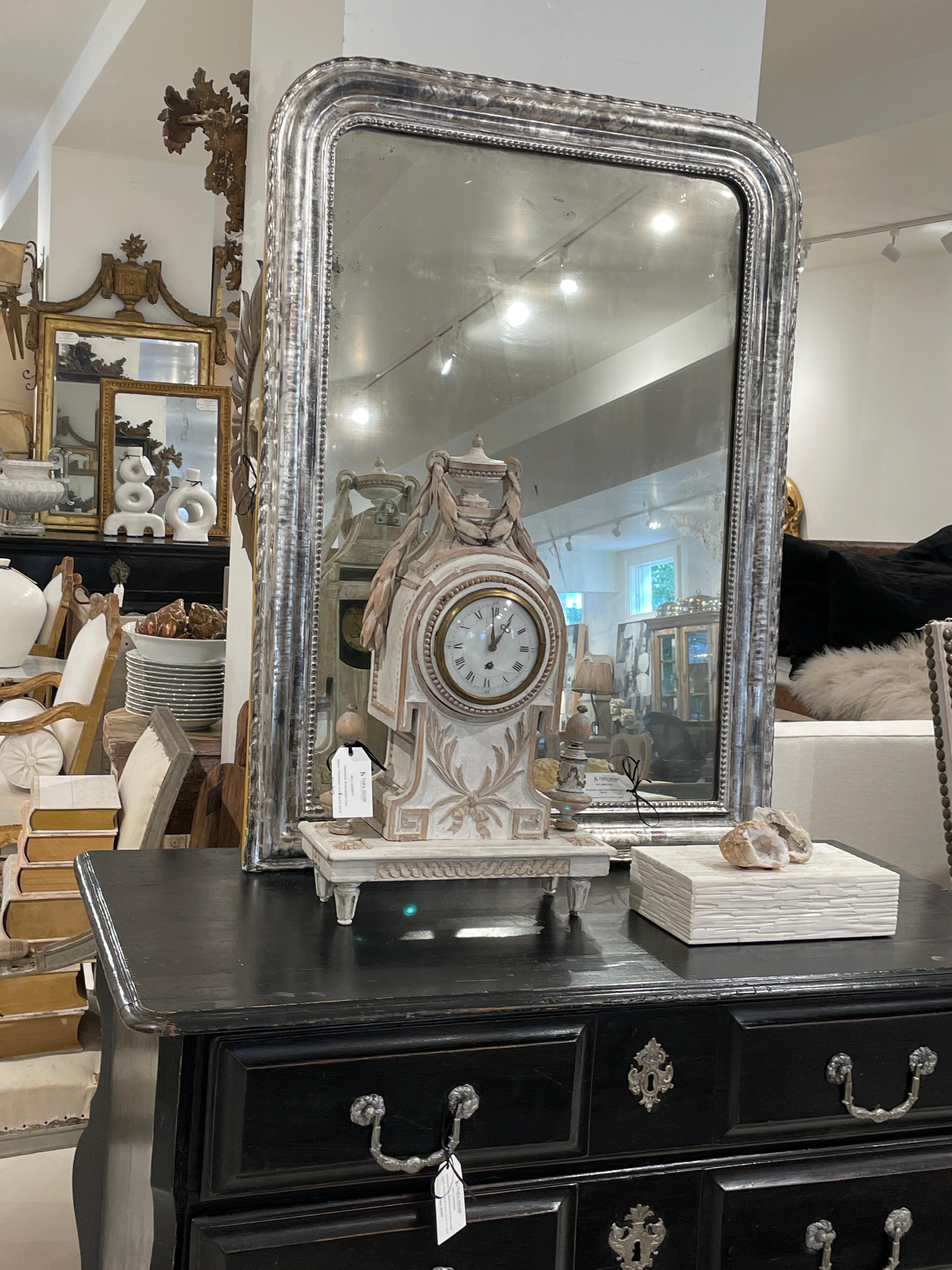 19th Century Large Louis Philippe Silver Mirror For Sale