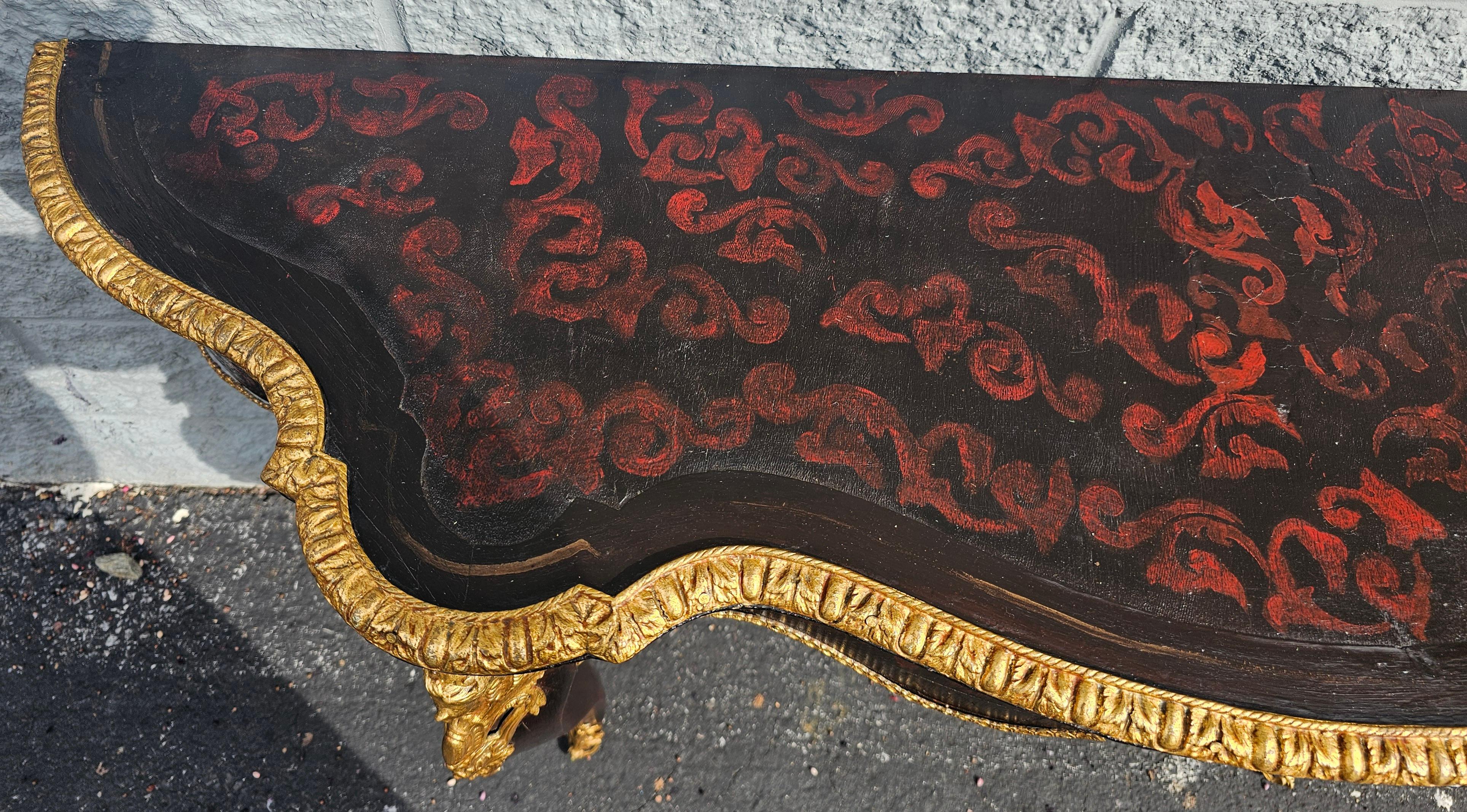 Large Louis Phillipe Ormolu & Giltwood French Console Wall Table, Circa 1840s For Sale 3