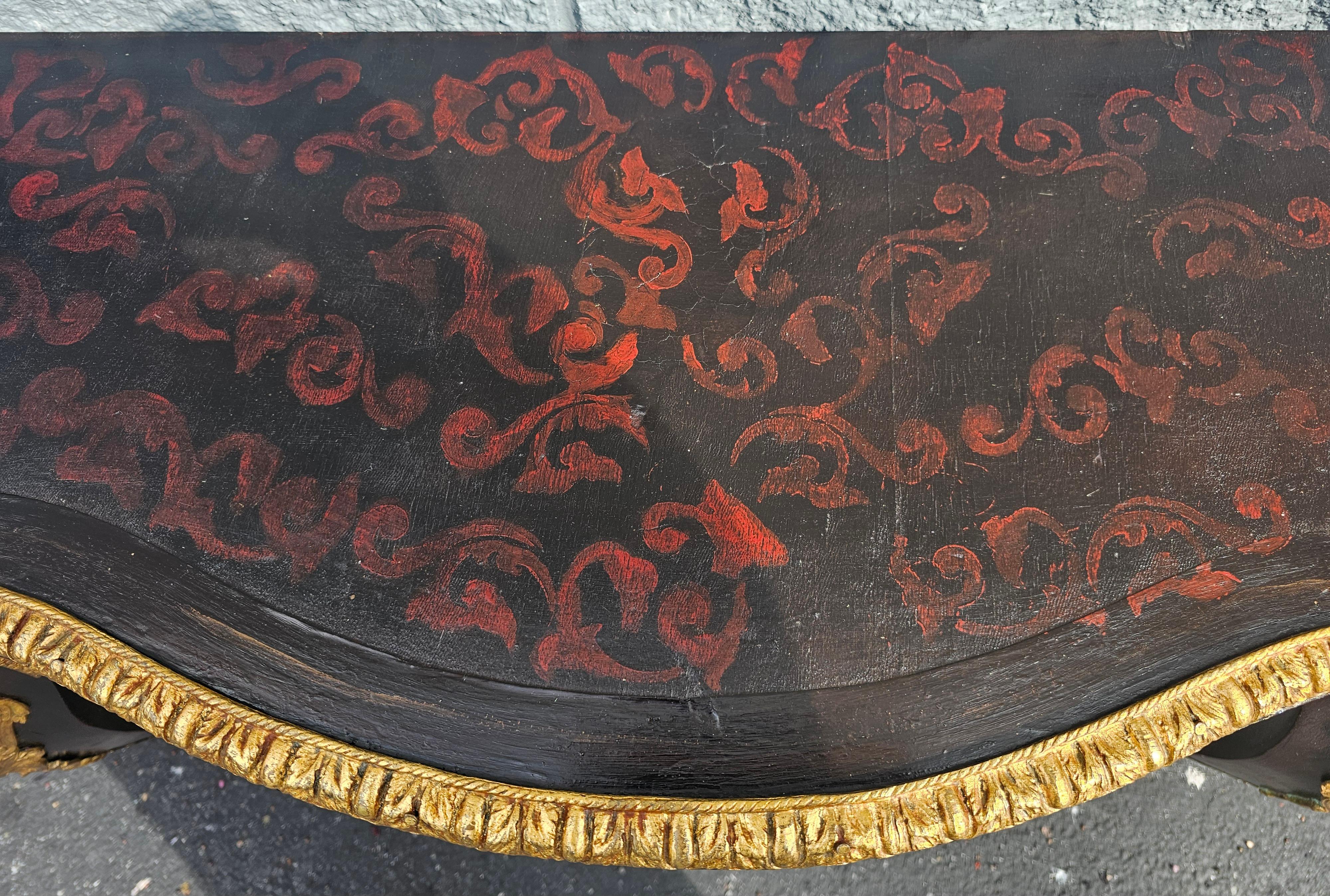 Large Louis Phillipe Ormolu & Giltwood French Console Wall Table, Circa 1840s For Sale 4