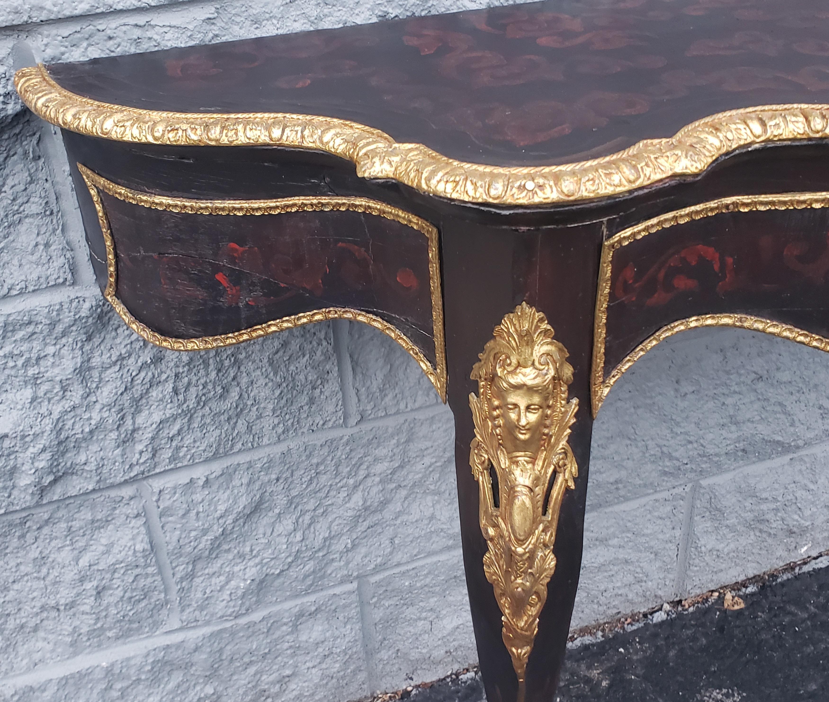 Large Louis Phillipe Ormolu & Giltwood French Console Wall Table, Circa 1840s In Good Condition For Sale In Germantown, MD