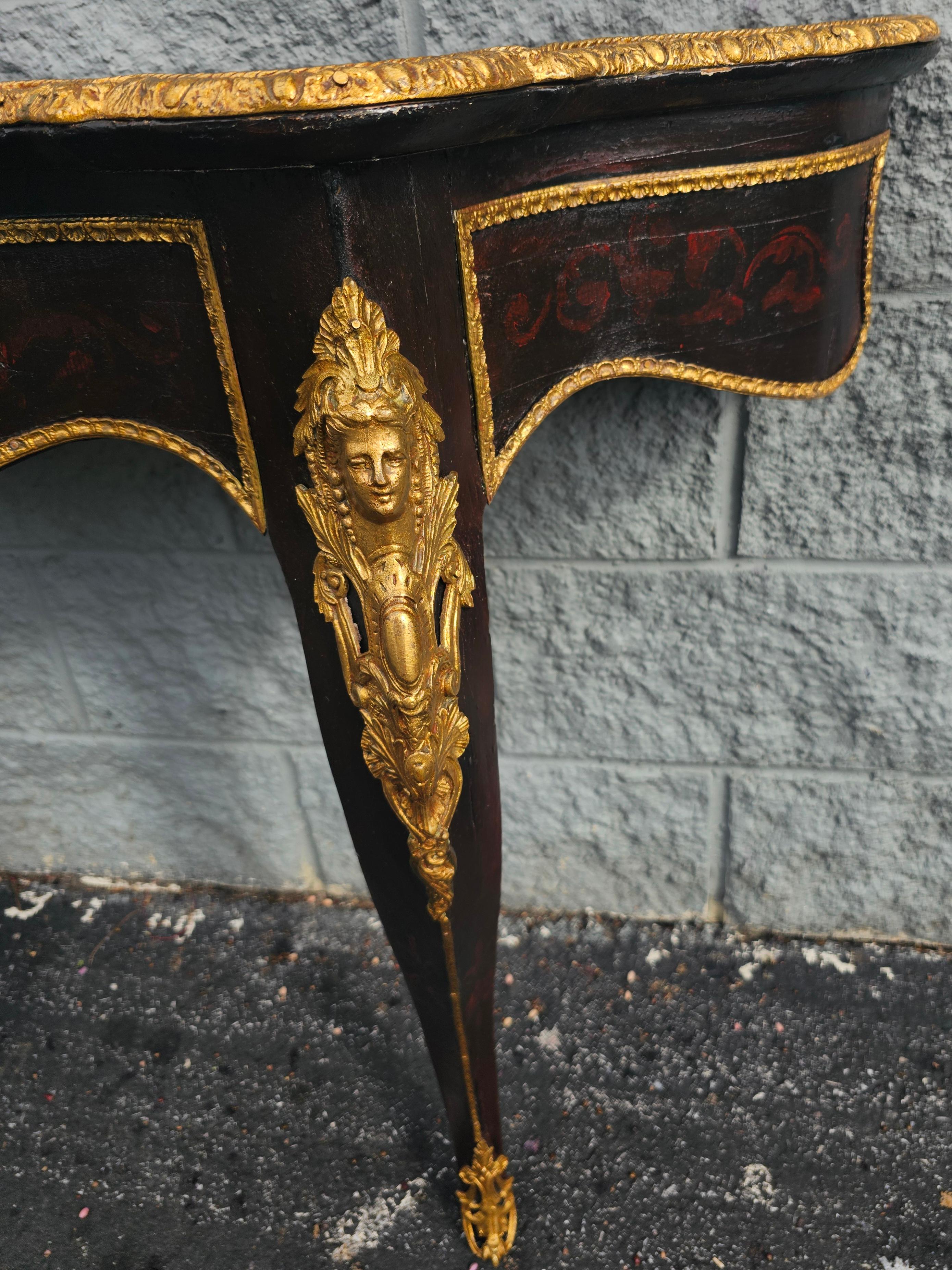 Large Louis Phillipe Ormolu & Giltwood French Console Wall Table, Circa 1840s For Sale 6
