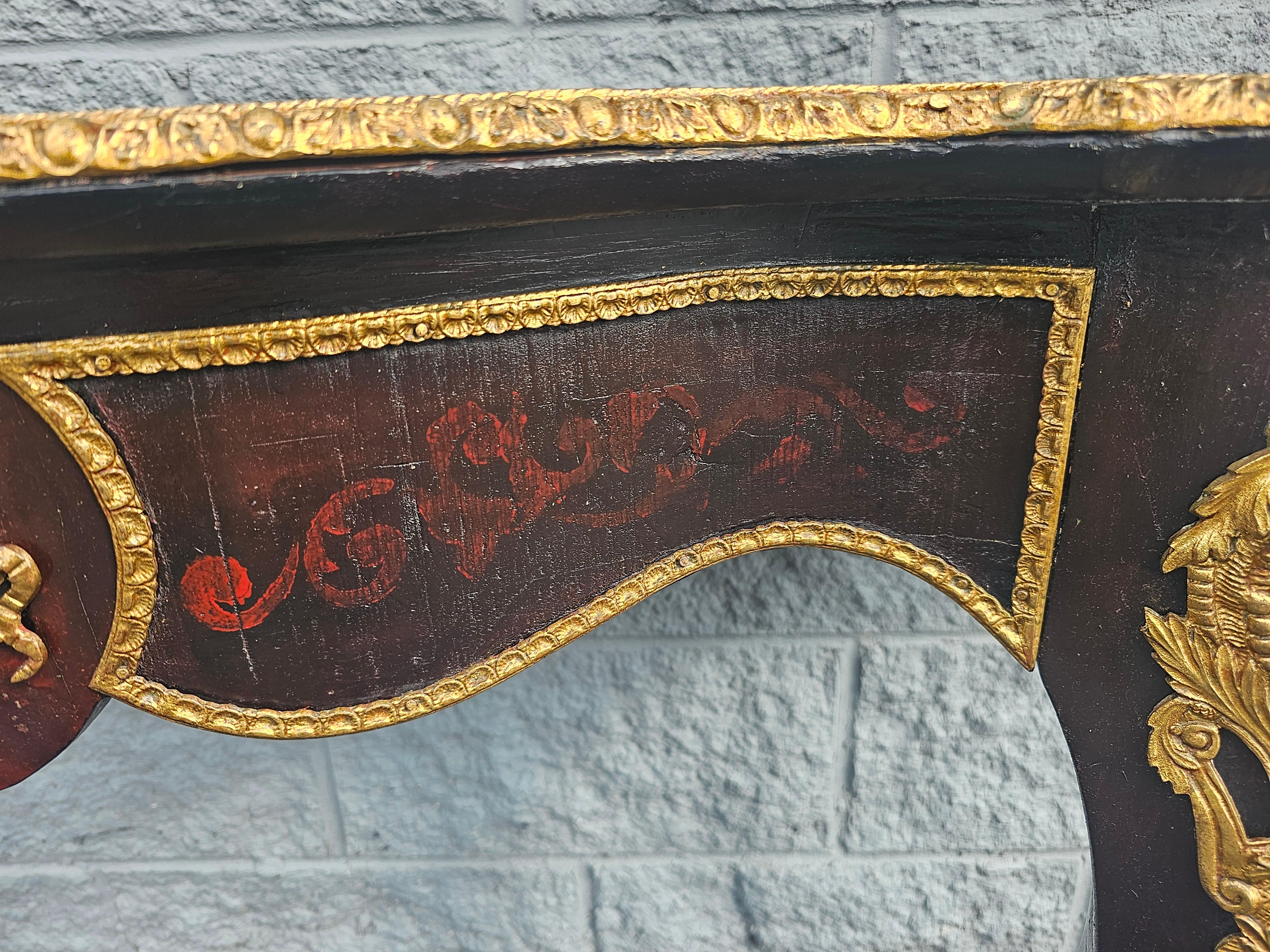Large Louis Phillipe Ormolu & Giltwood French Console Wall Table, Circa 1840s For Sale 8