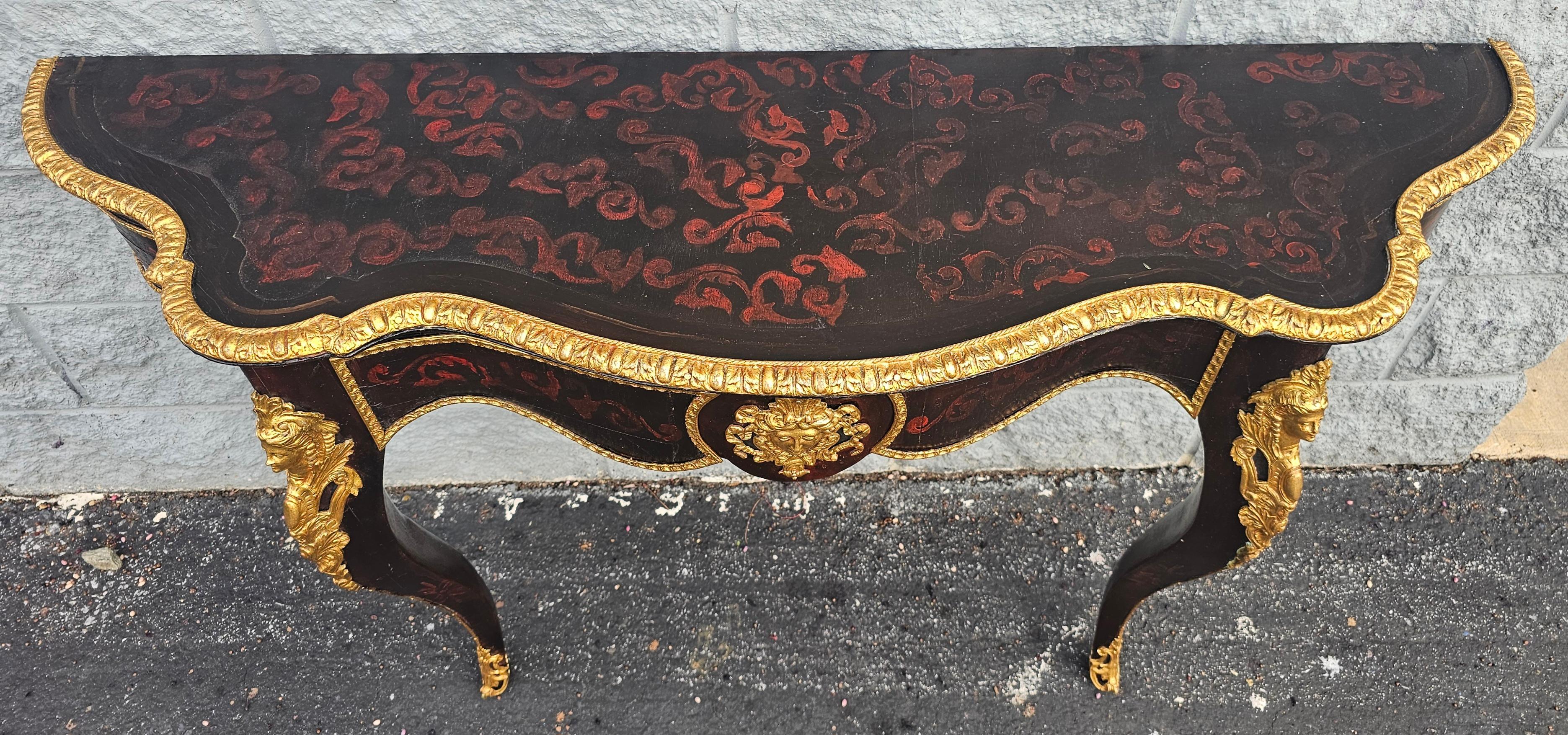Large Louis Phillipe Ormolu & Giltwood French Console Wall Table, Circa 1840s For Sale 11
