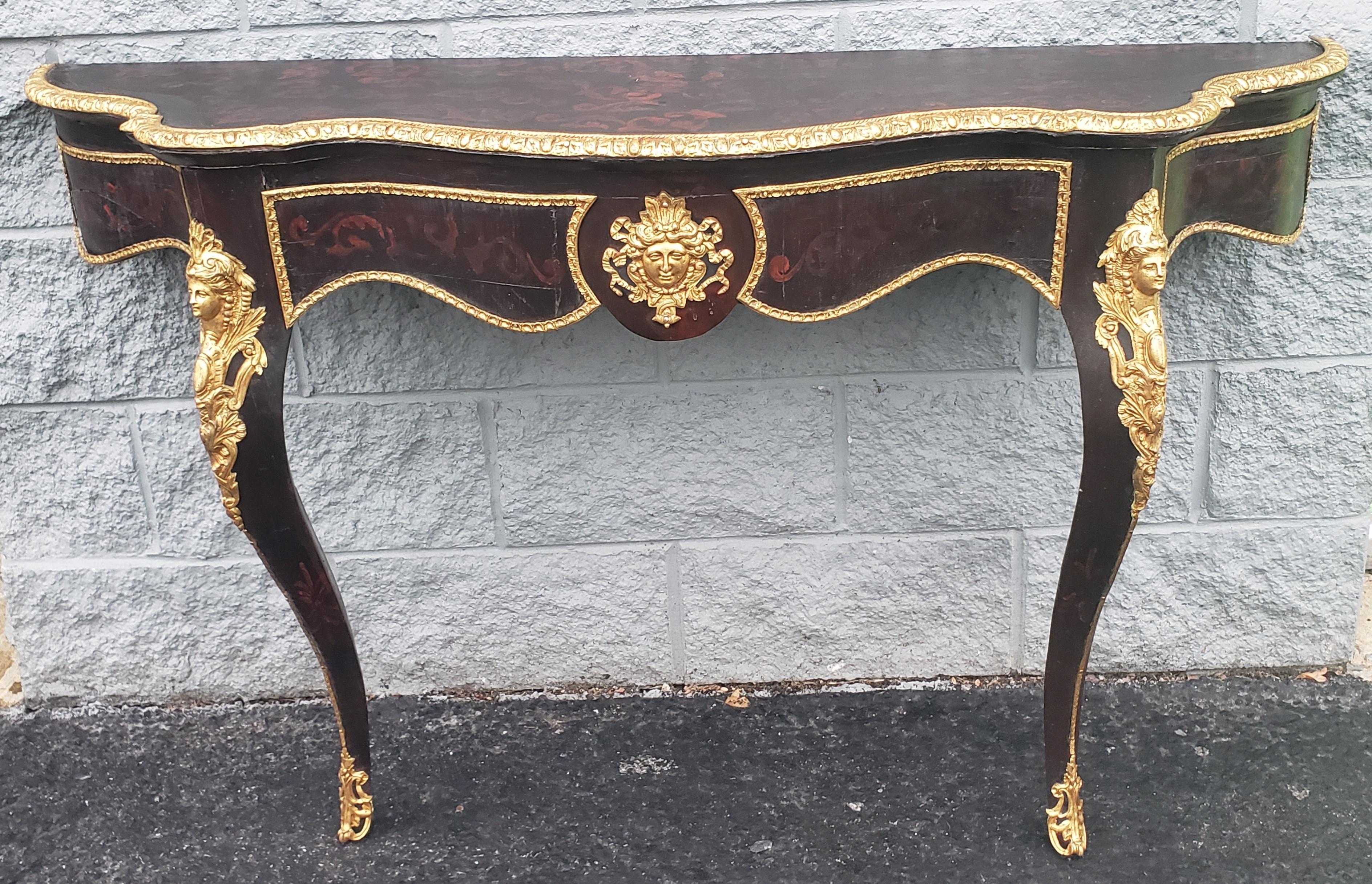 Large Louis Phillipe Ormolu & Giltwood French Console Wall Table, Circa 1840s For Sale 1