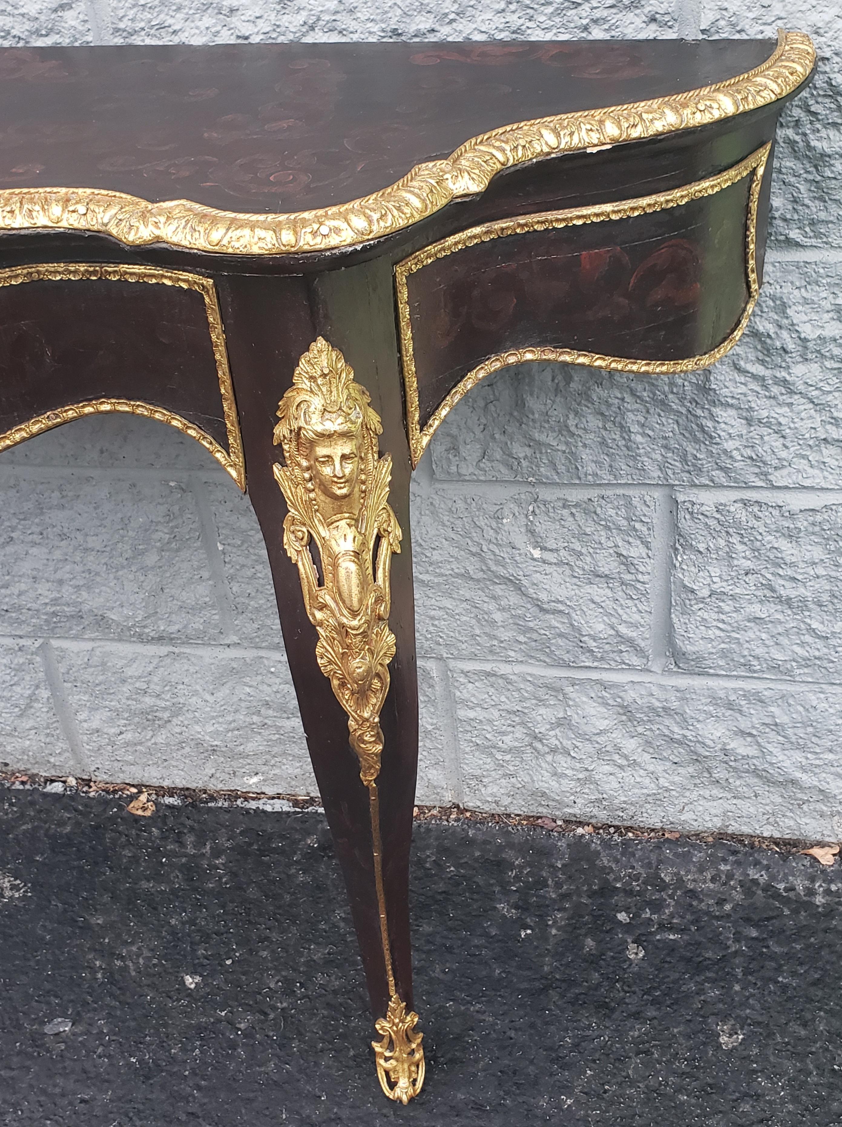 Large Louis Phillipe Ormolu & Giltwood French Console Wall Table, Circa 1840s For Sale 2