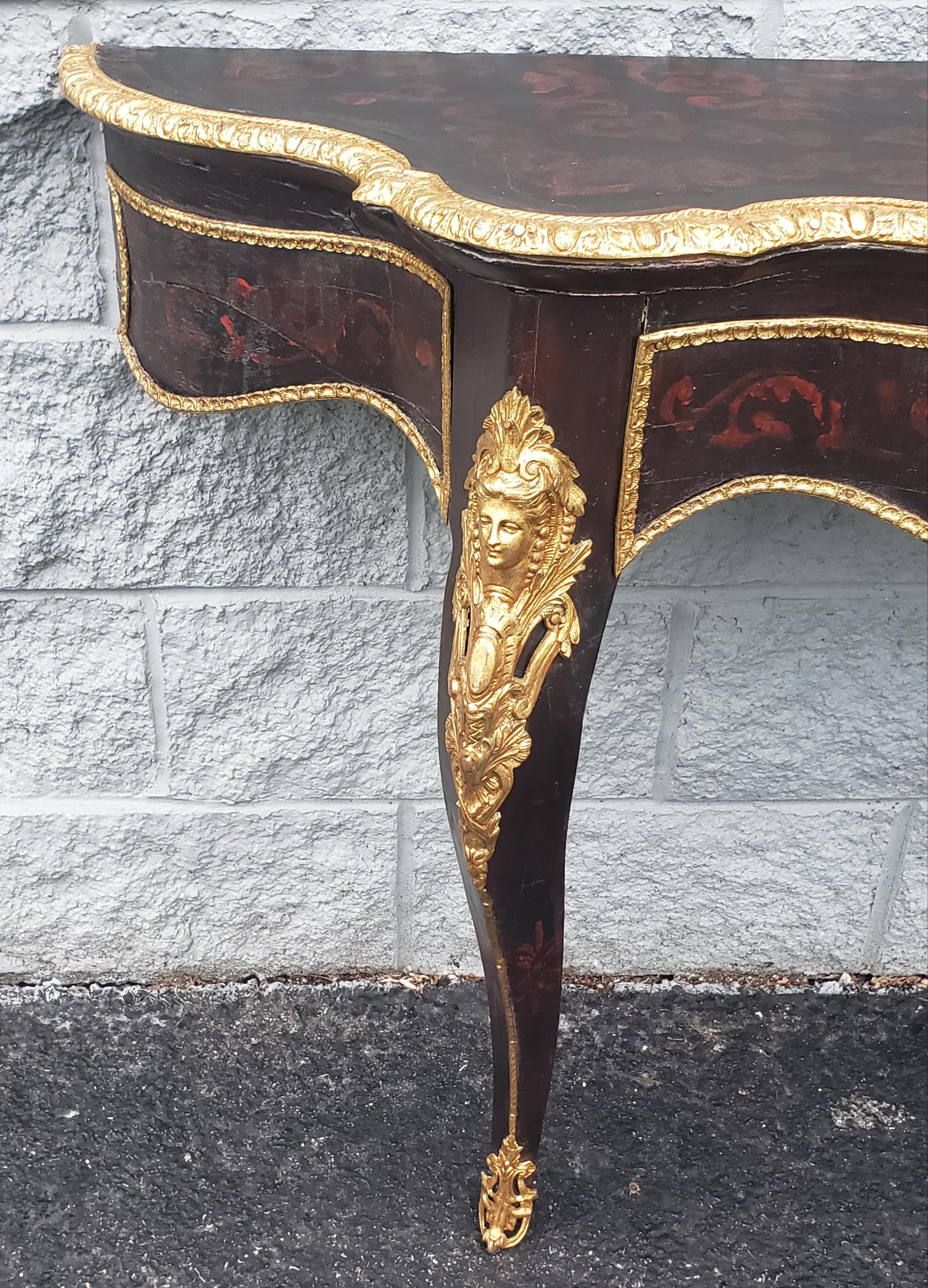 Large Louis Phillipe Ormolu & Giltwood French Console Wall Table, Circa 1840s For Sale 3