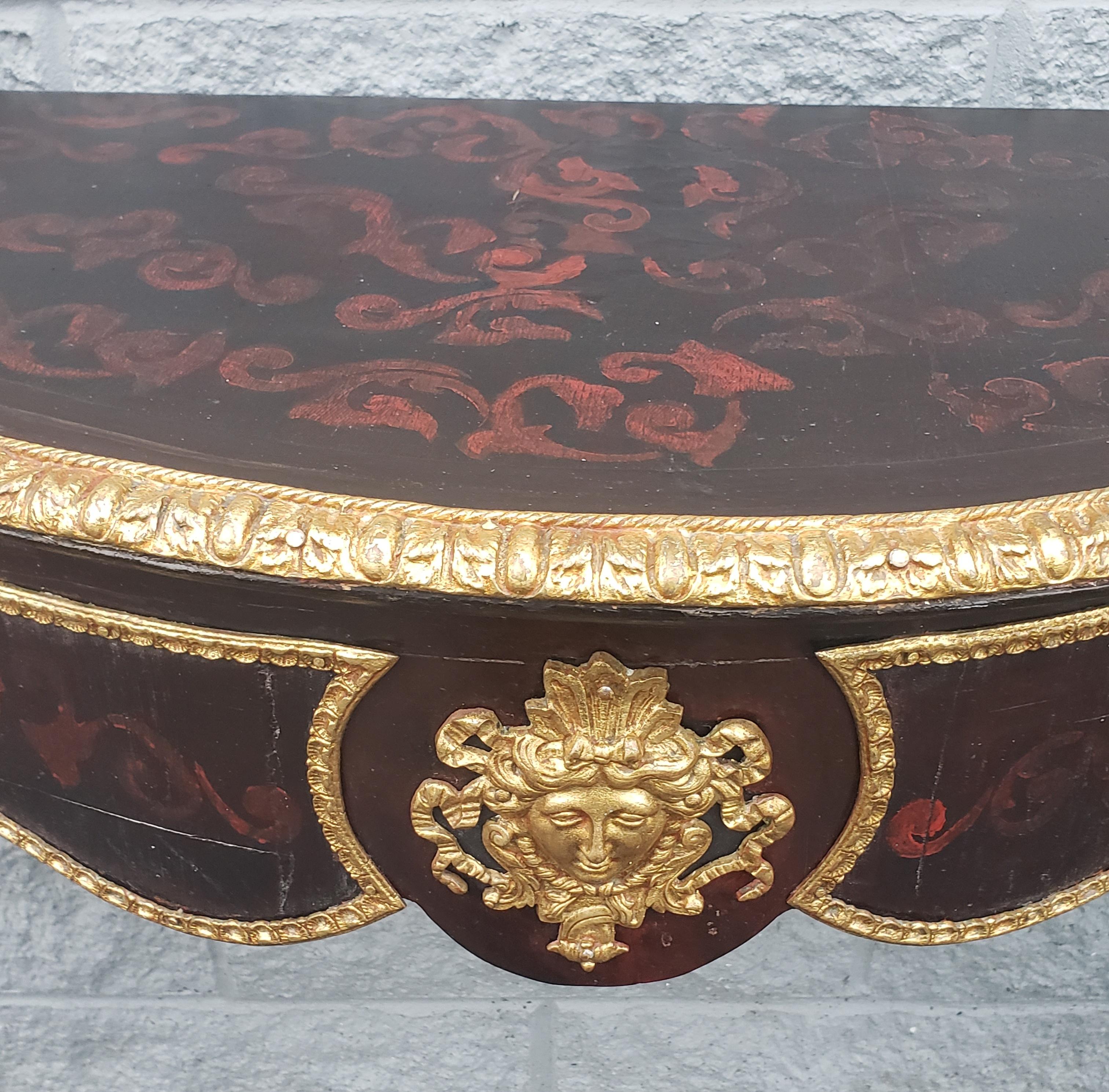 Louis Philippe Large Louis Phillipe Ormolu & Giltwood French Console Wall Table, Circa 1840s For Sale