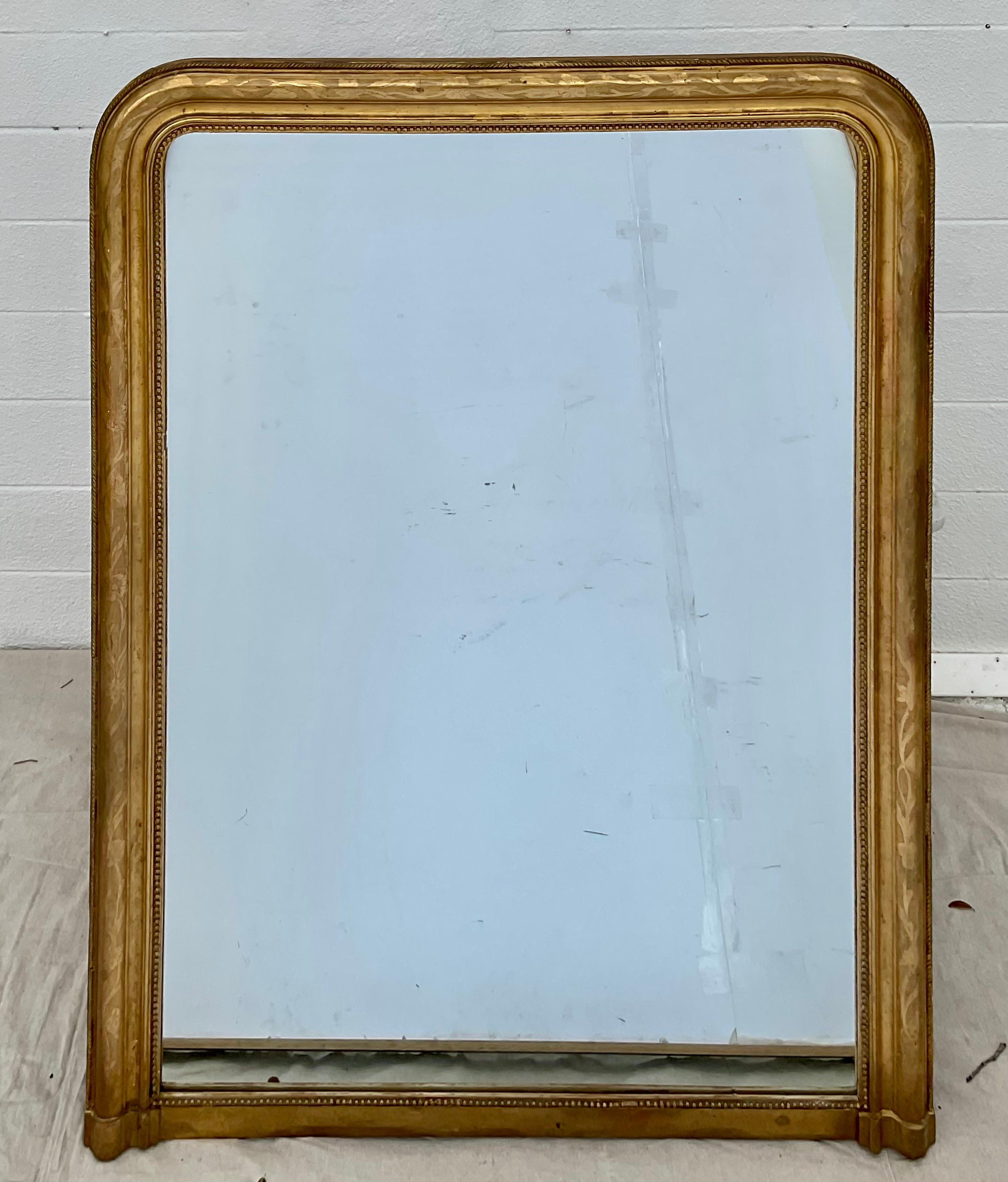 Large Louis Phillippe Carved and Gilt Mirror For Sale 2