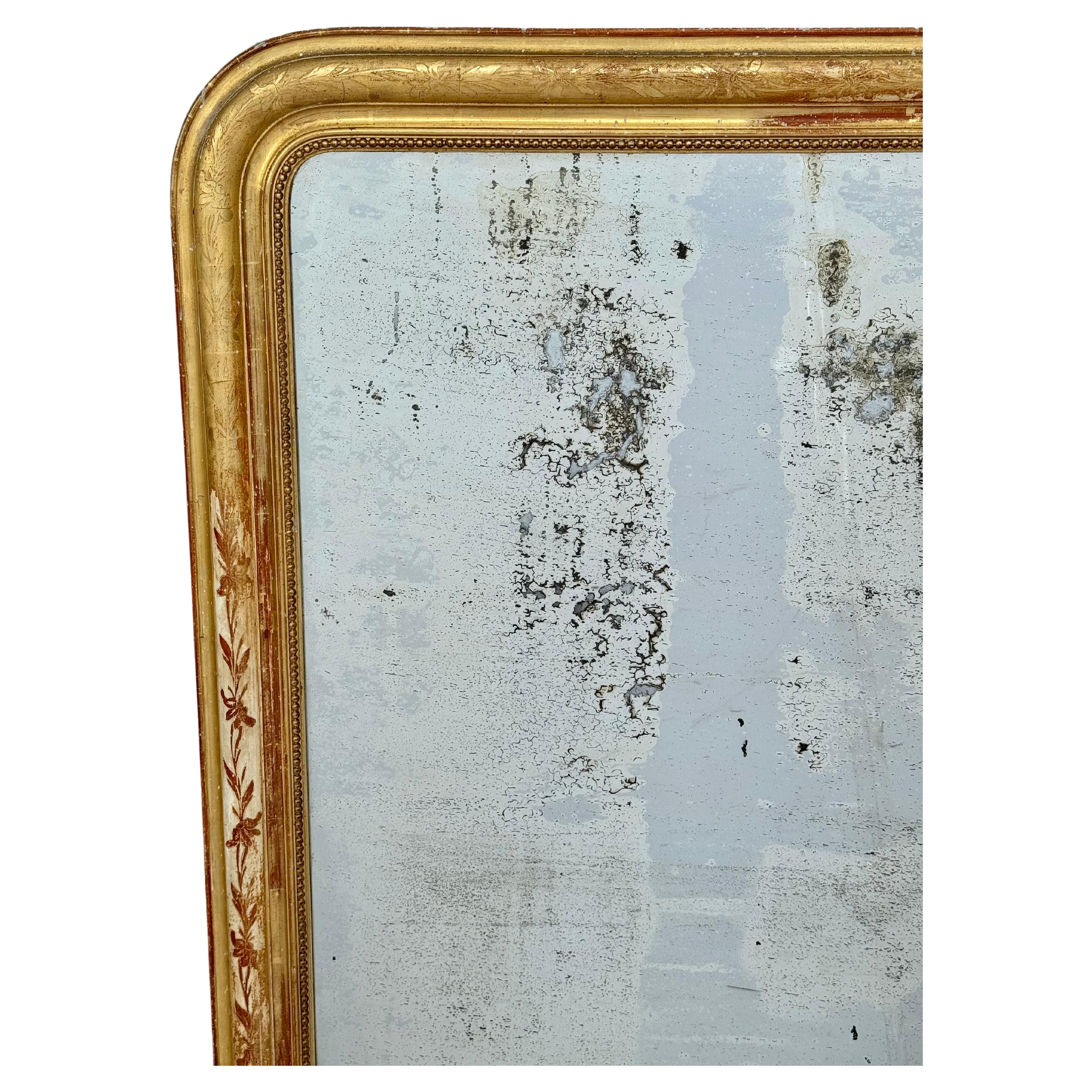 French Large Louis Phillippe Gilt Mirror For Sale