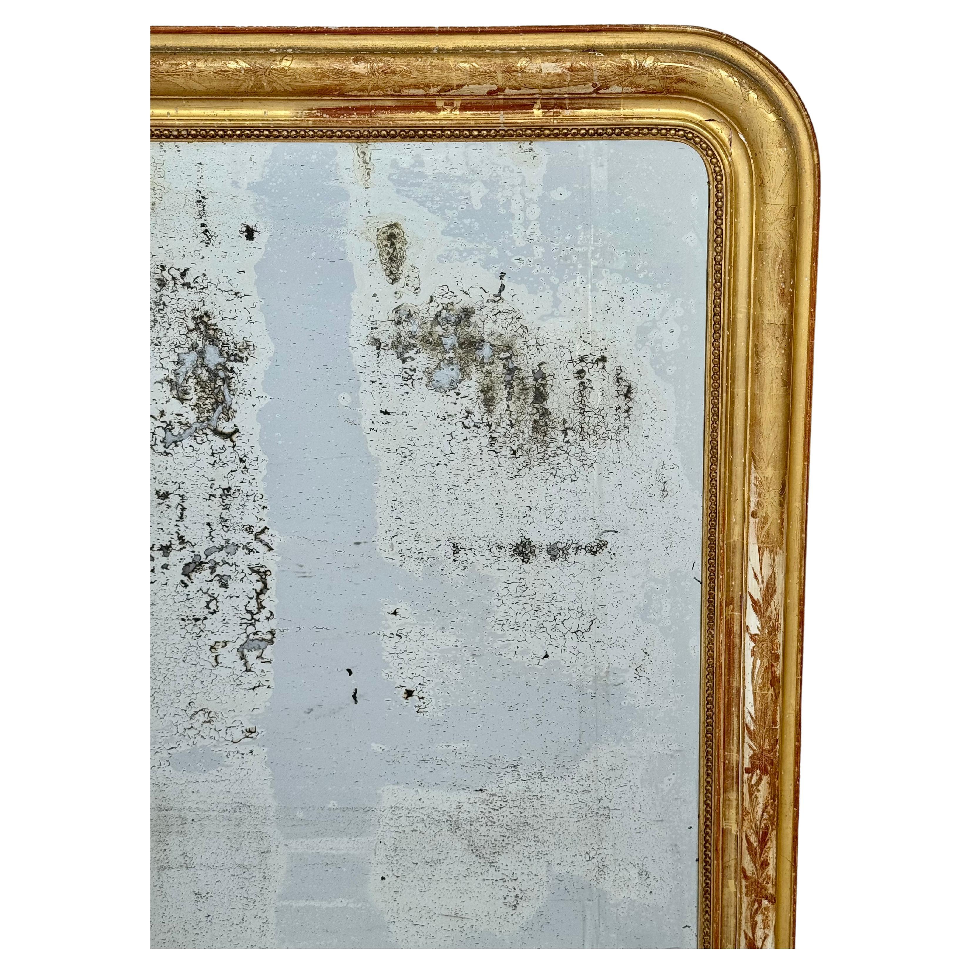 Large Louis Phillippe Gilt Mirror In Good Condition For Sale In Bradenton, FL