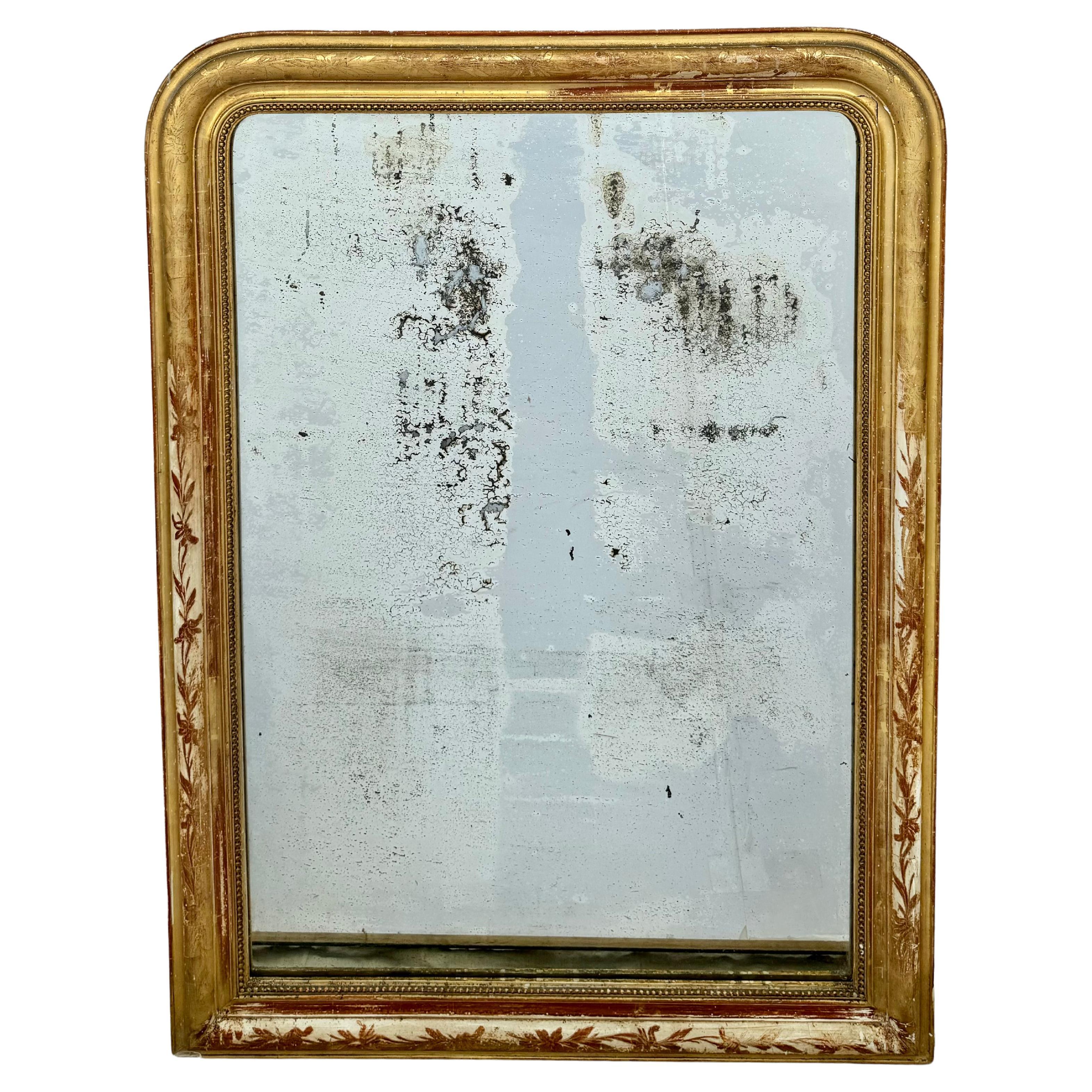 Giltwood Large Louis Phillippe Gilt Mirror For Sale