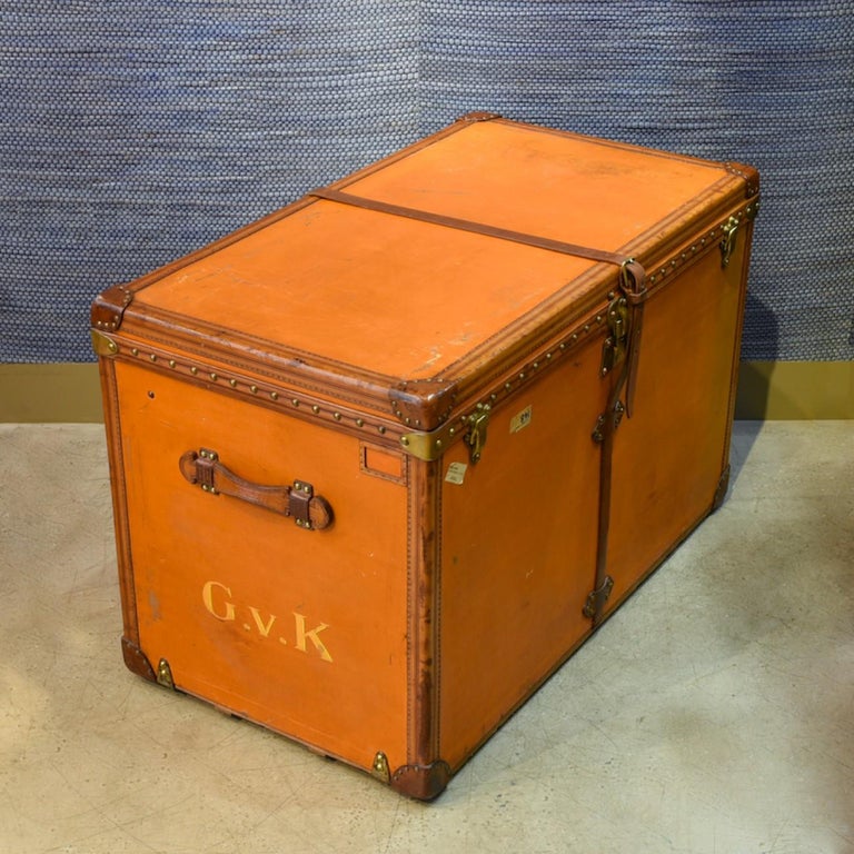 Large Louis Vuitton Orange Steamer Trunk, circa 1925 For Sale at 1stdibs