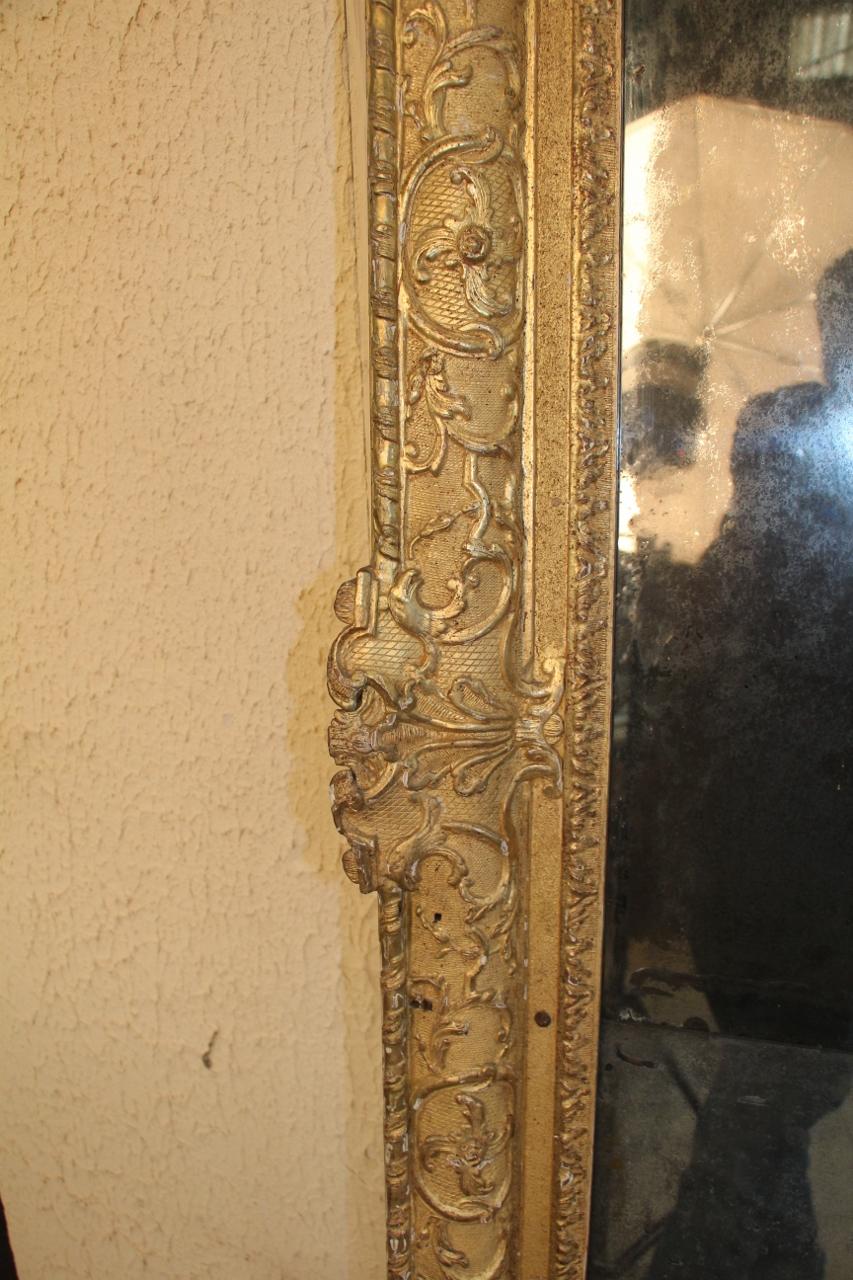 French Large Louis XIV Mirror in Golden Wood