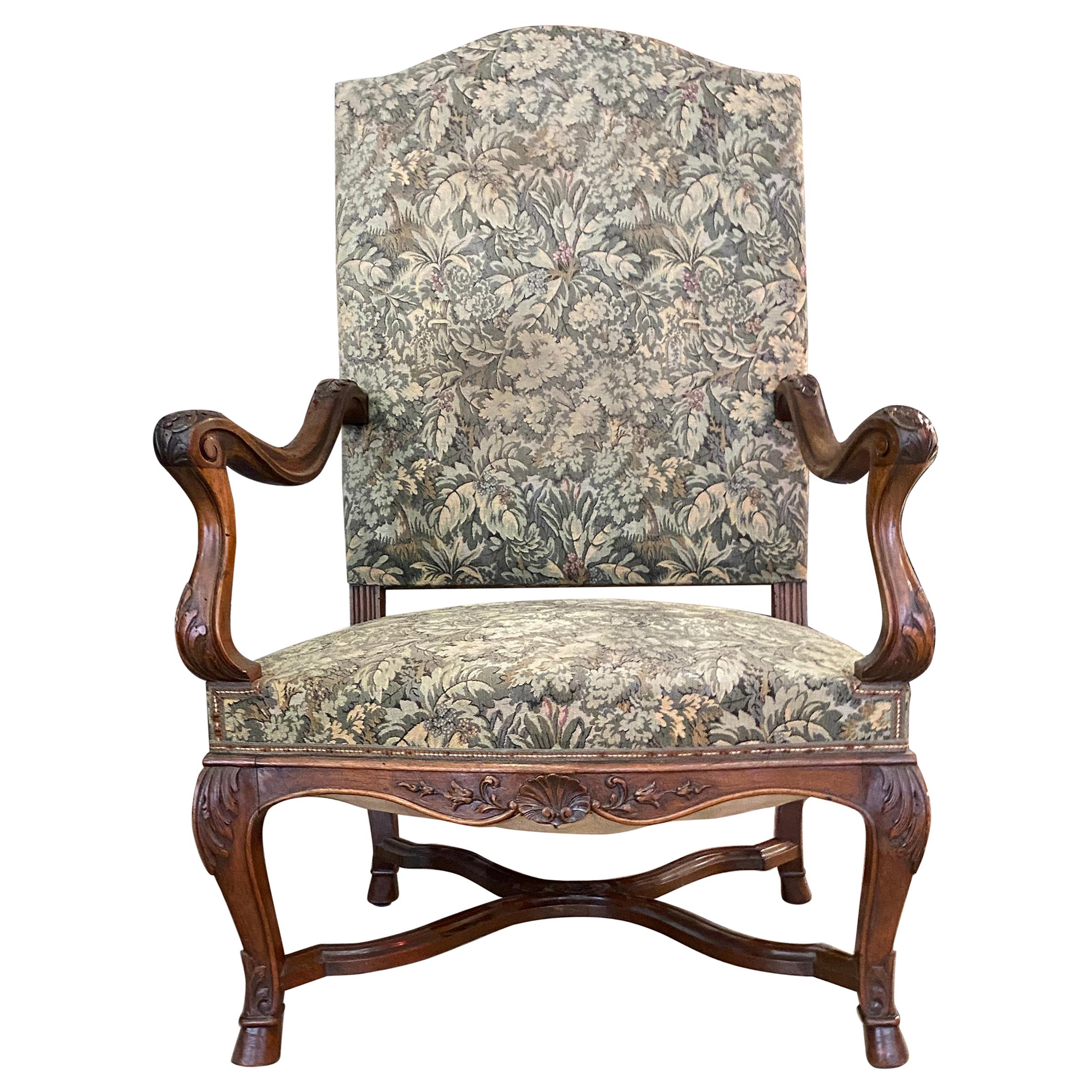 Large Louis XIV, Regency, Style Armchair, 19th Century For Sale