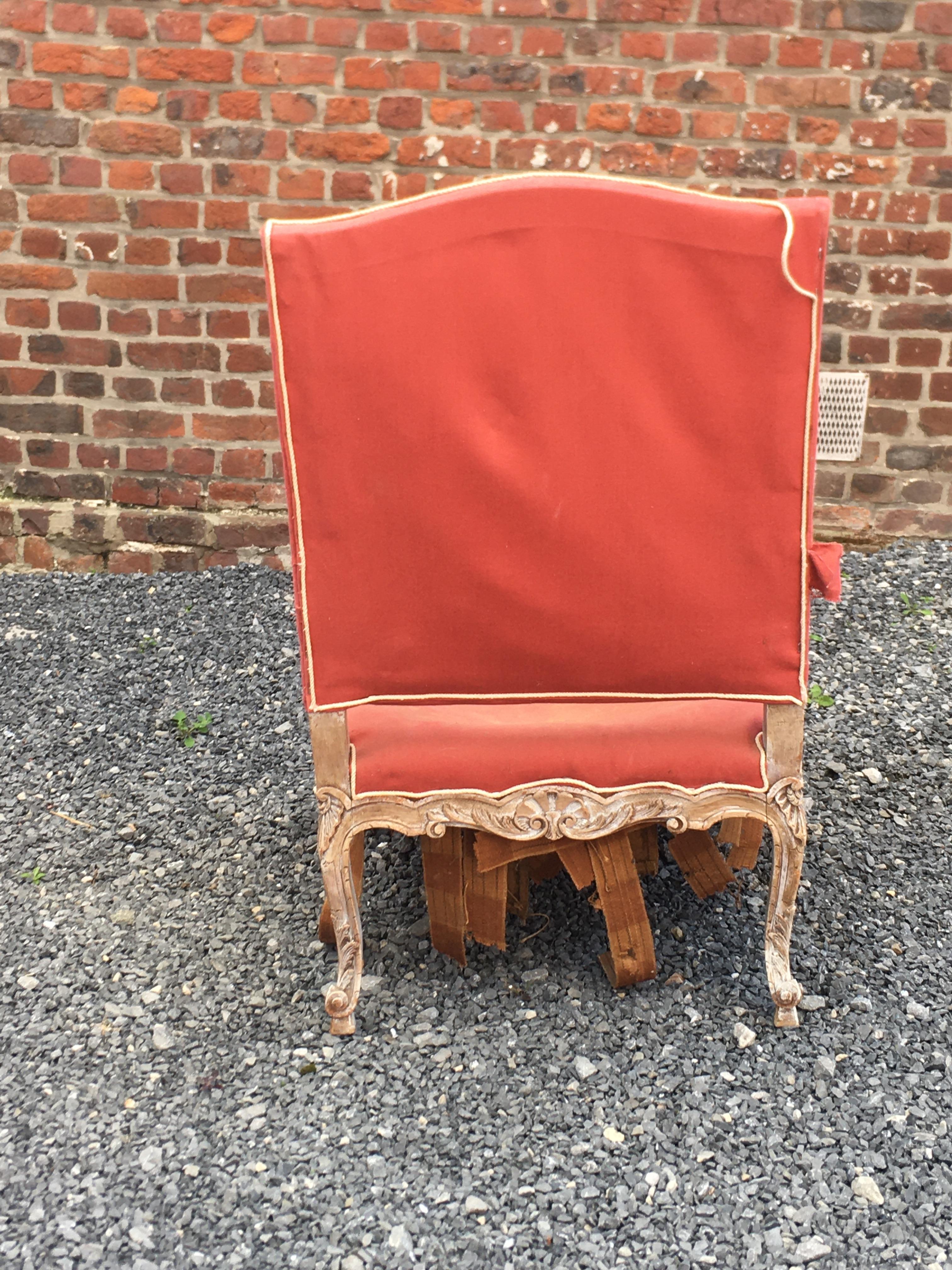 Large Louis XIV, Regency, Style Armchair, 19th Century, to be Restored For Sale 4