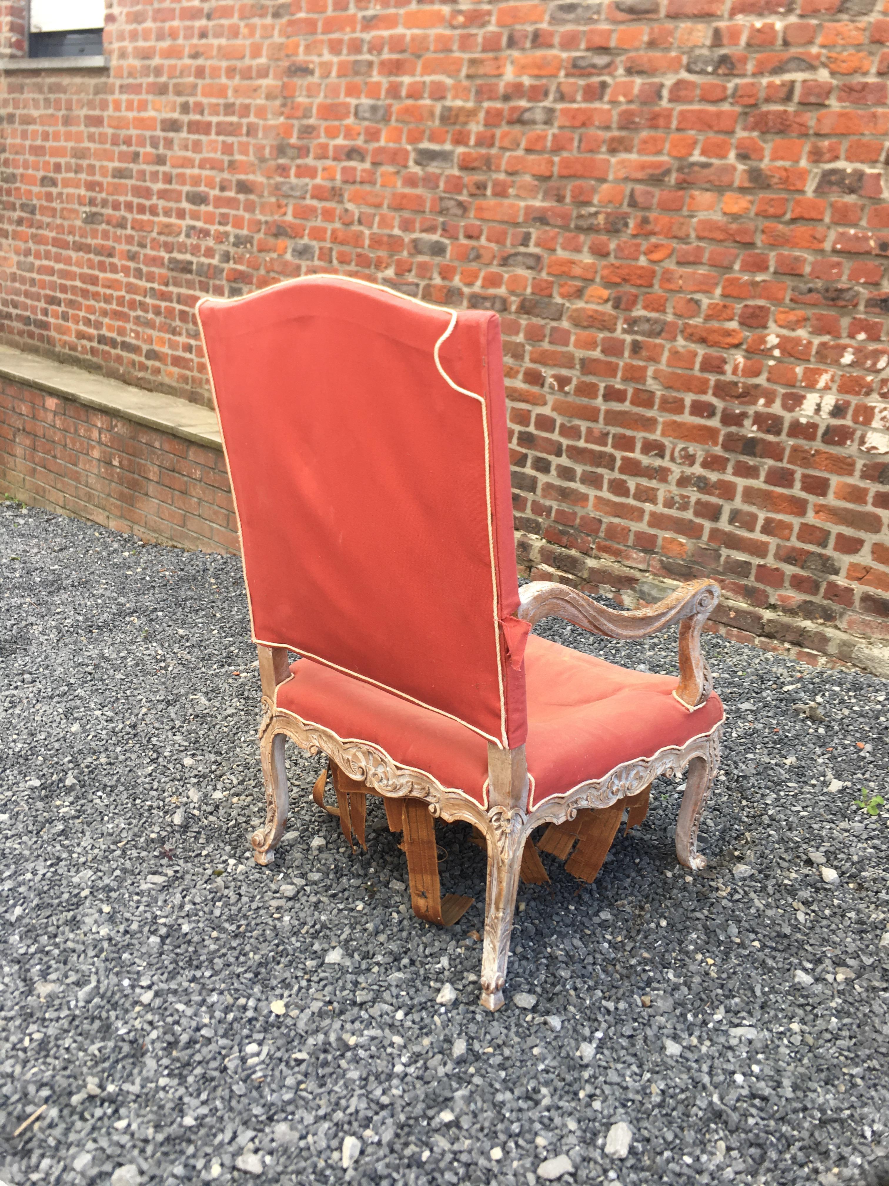 Large Louis XIV, Regency, Style Armchair, 19th Century, to be Restored For Sale 6
