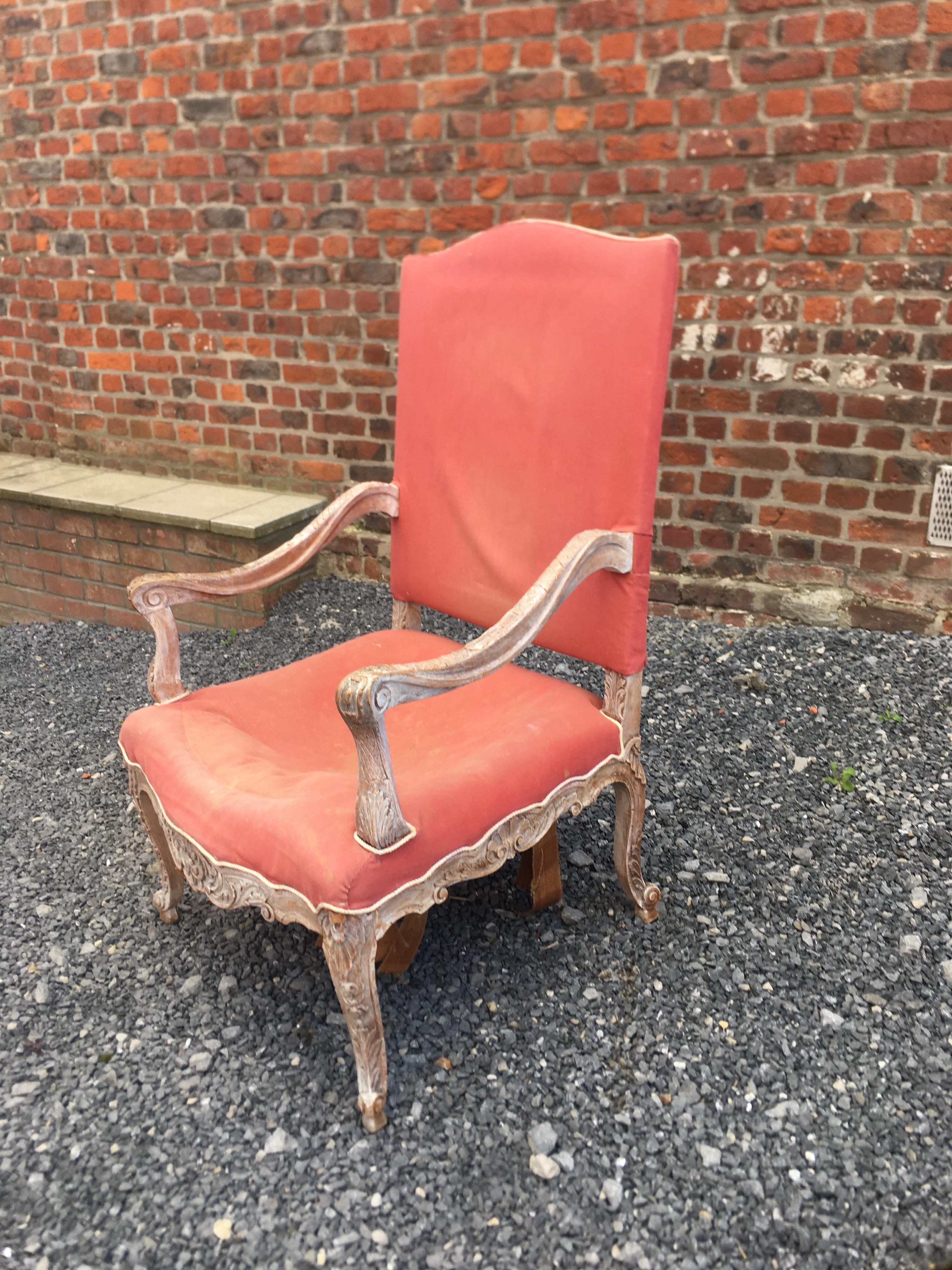 Large Louis XIV, Regency, Style Armchair, 19th Century, to be Restored In Fair Condition For Sale In Saint-Ouen, FR