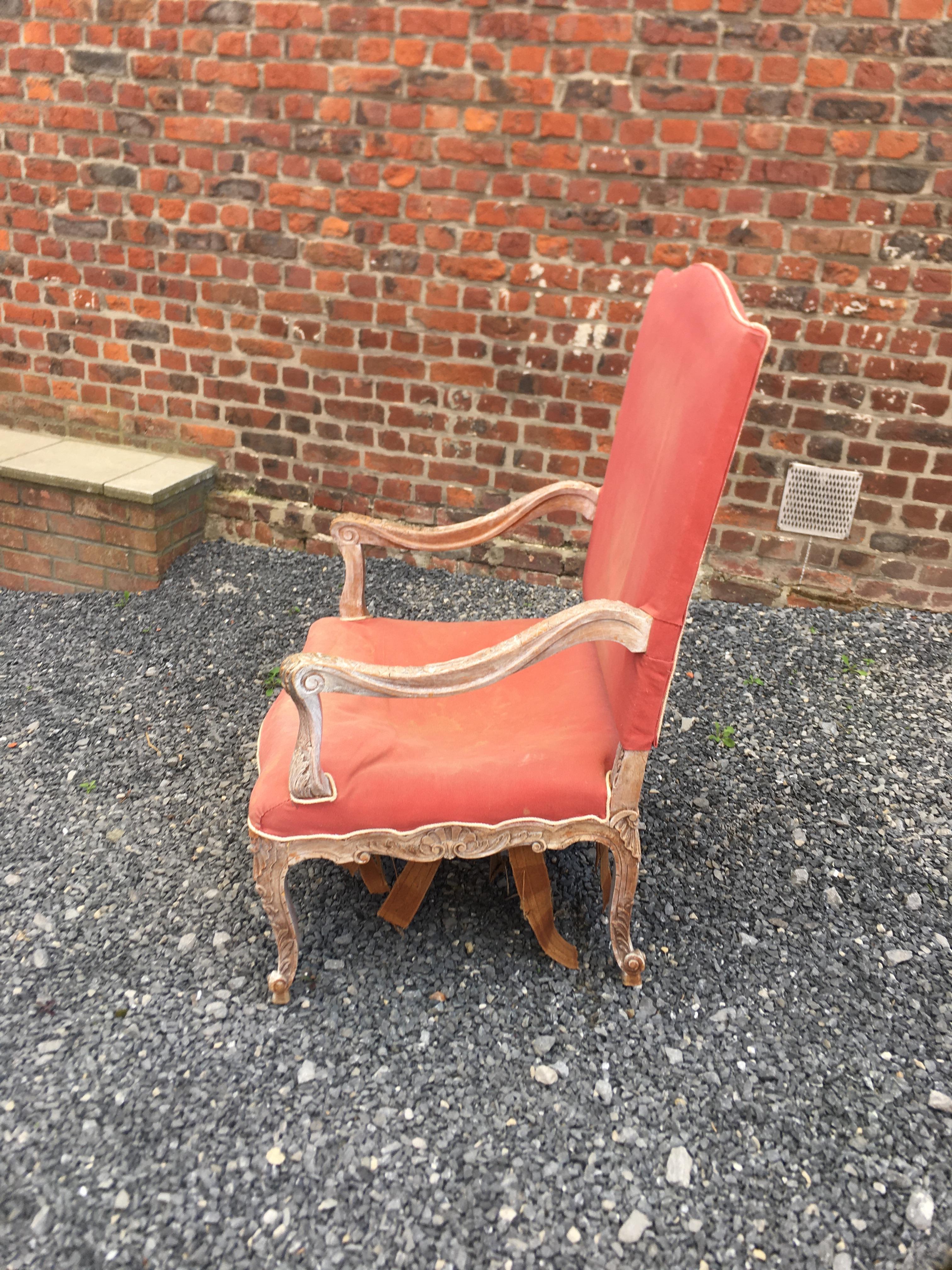 Large Louis XIV, Regency, Style Armchair, 19th Century, to be Restored For Sale 2