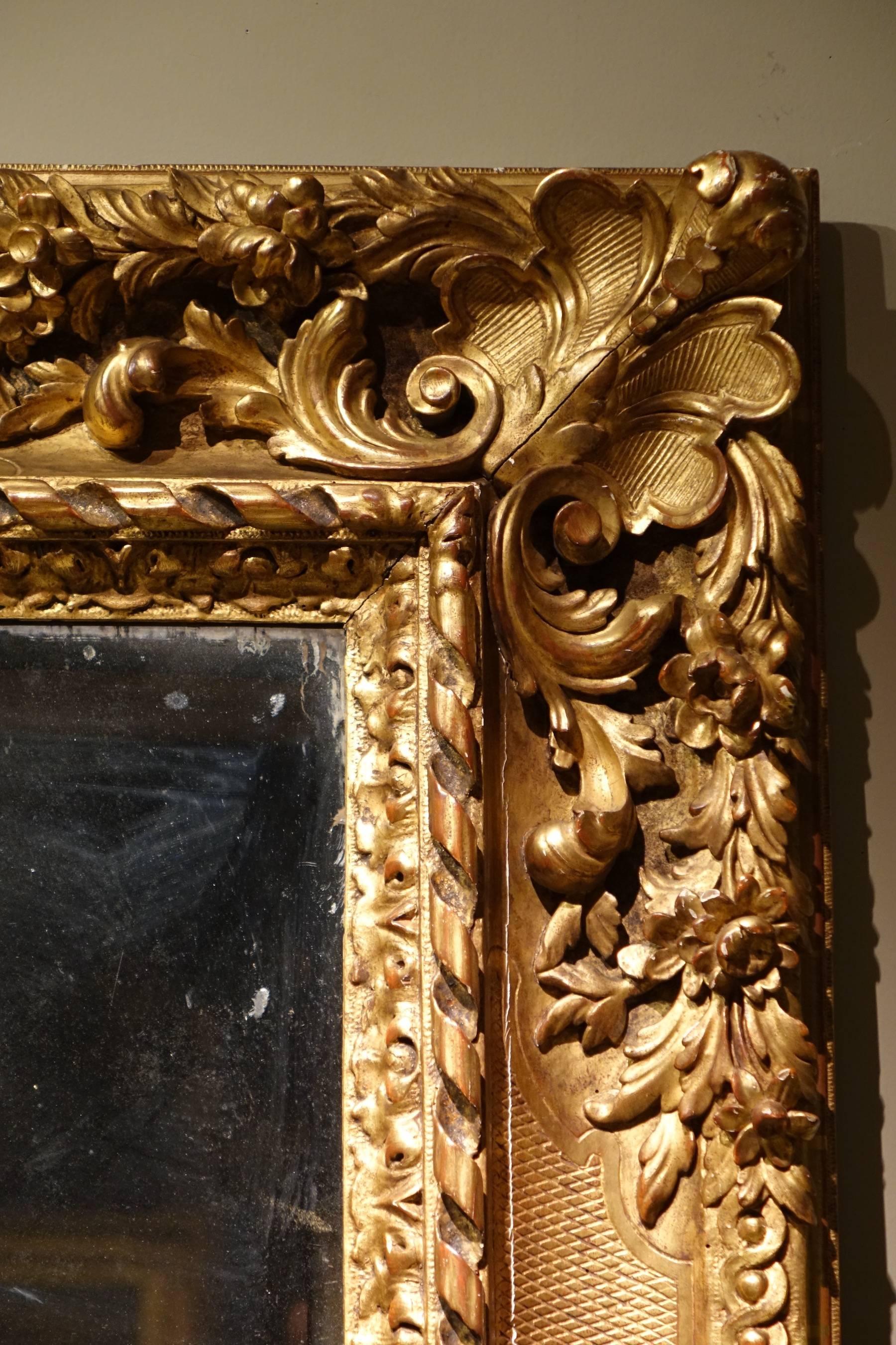 French Large Giltwood  Louis XIV Style Mirror , France  circa 1850