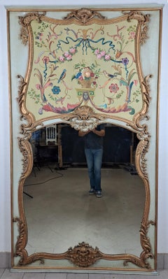Large Louis XIV Style Trumeau In Lacquered And Gilded Wood - Bérain Decor